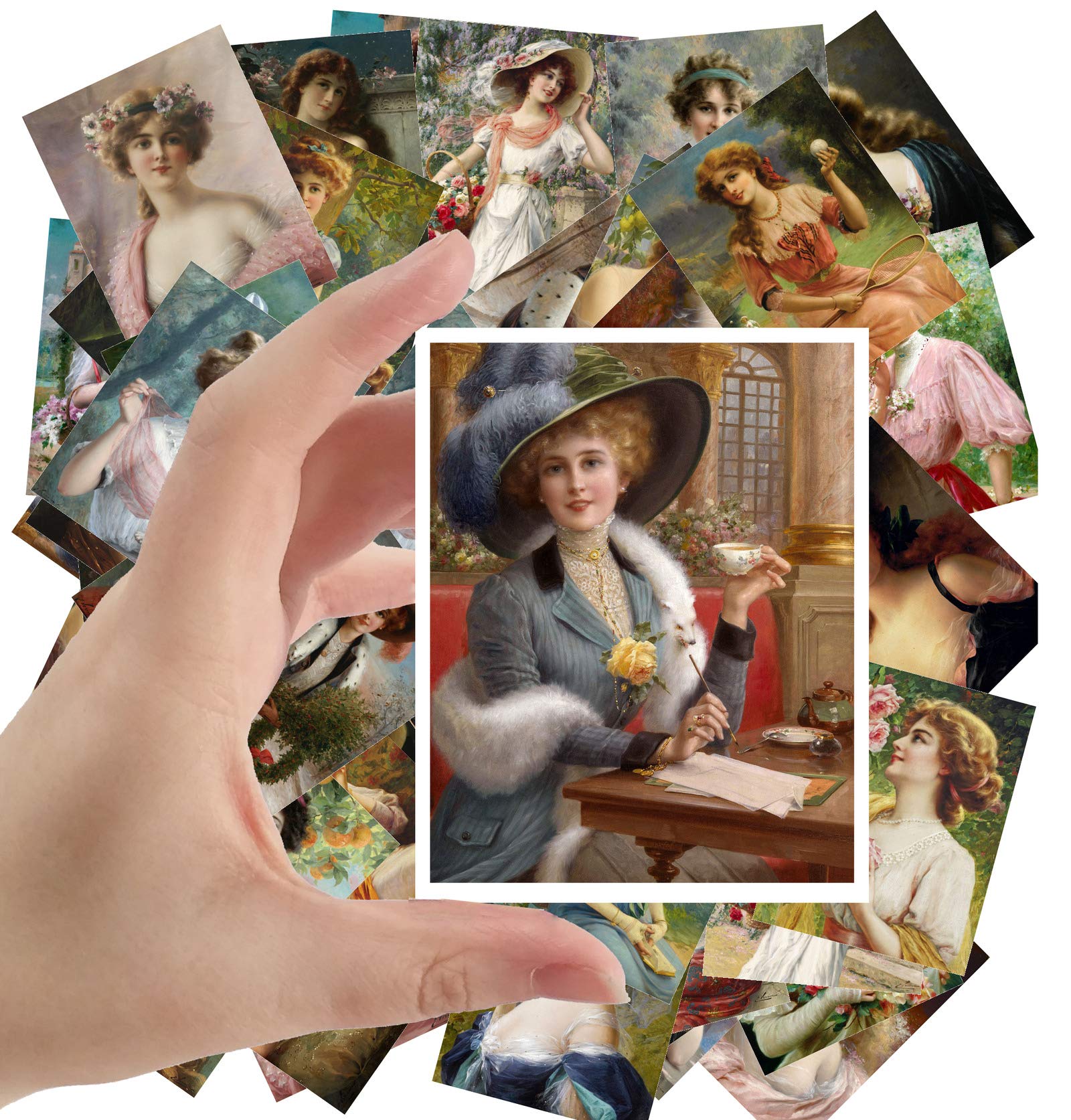 Grand autocollant rétro Emile Vernon sticker vintage décoration scrapbooking 24 stickers
