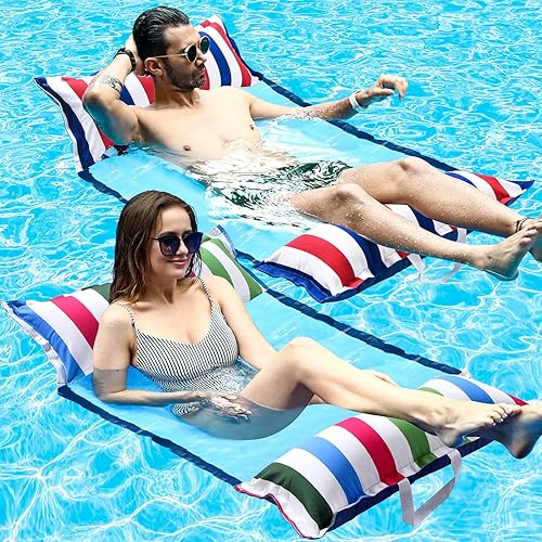 FindUWill Hamaca flotante de tela para piscina, XL, paquete de 2 flotadores inflables multiusos para hamacas de agua (silla, silla, hamaca,