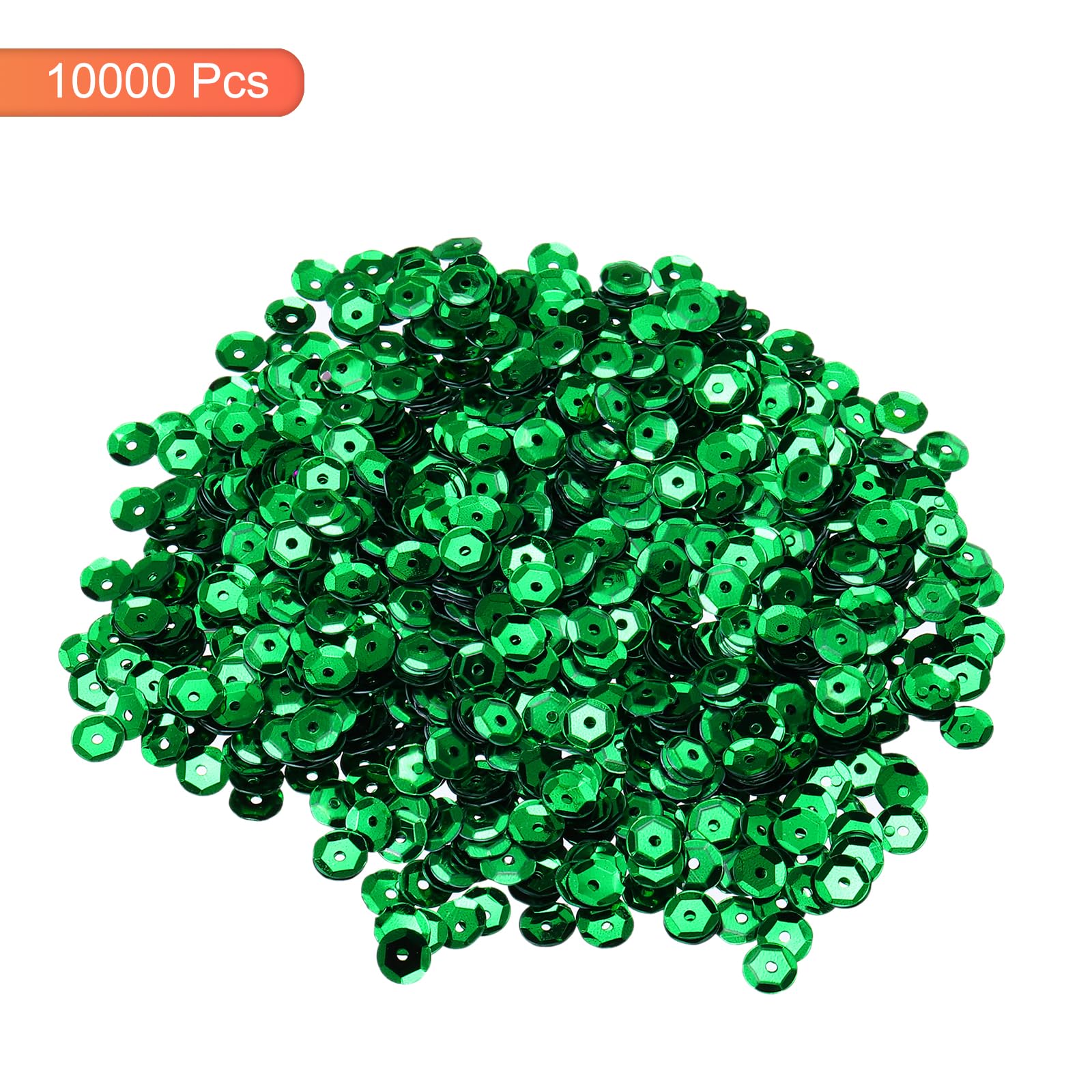 QUARKZMAN 10000 Stück lose Pailletten 6MM Bulk Cup Pailletten Stickerei Pailletten Runde Pailetten mit Löchern für Schmuckherstellung Handwerk Nähen Make-up Nagel, Grün