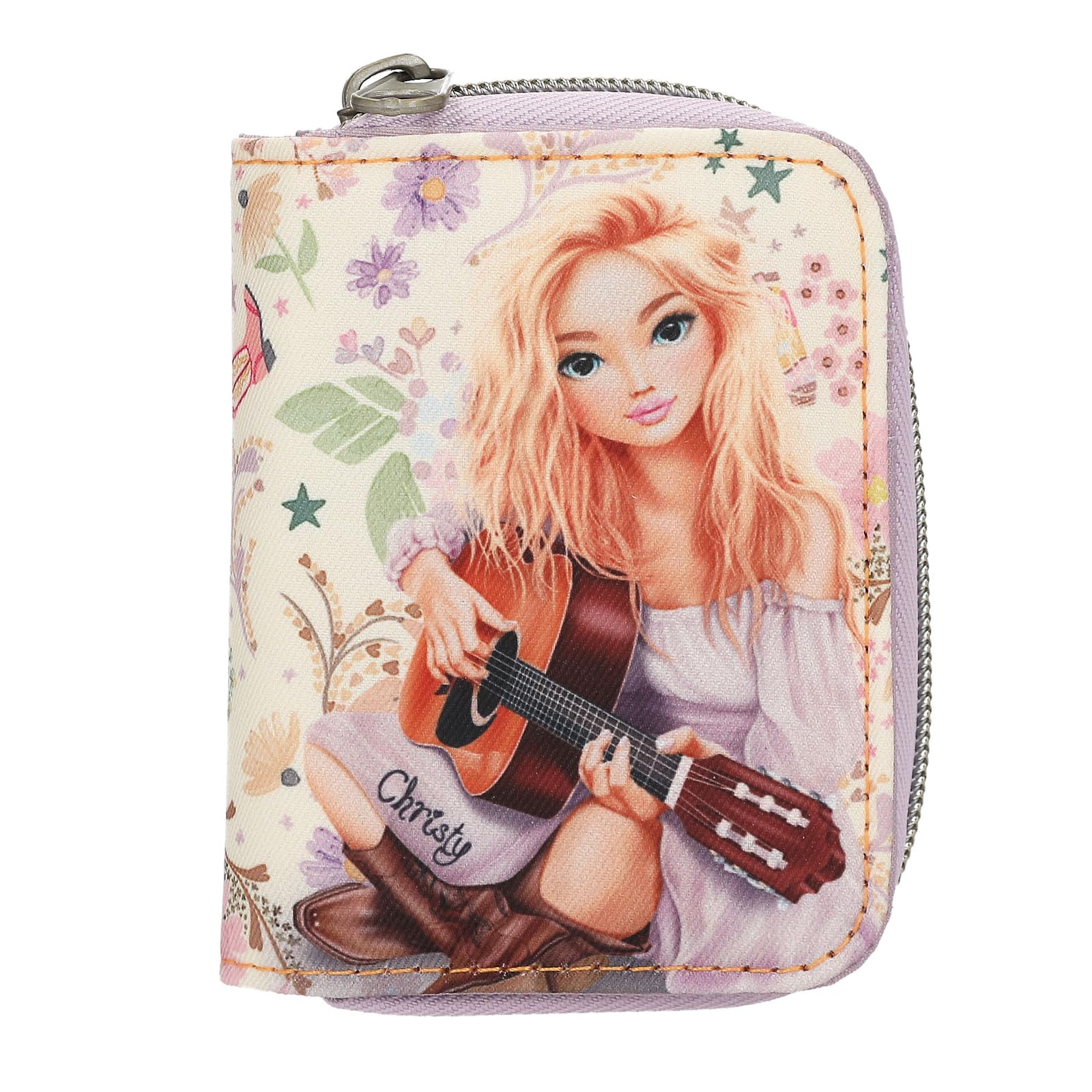 Depesche 13666 TOPModel Cowgirl Wallet in Purple with Model Motif and Flower Pattern Purse with Press Stud Closure