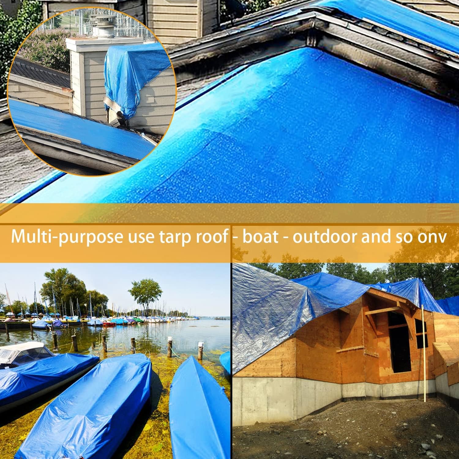 YEKUYEKU 6.4ft×9.7ft Tarps Heavy Duty 13 Mil MultiPurpose Blue Medium Duty Poly Tarp Blue