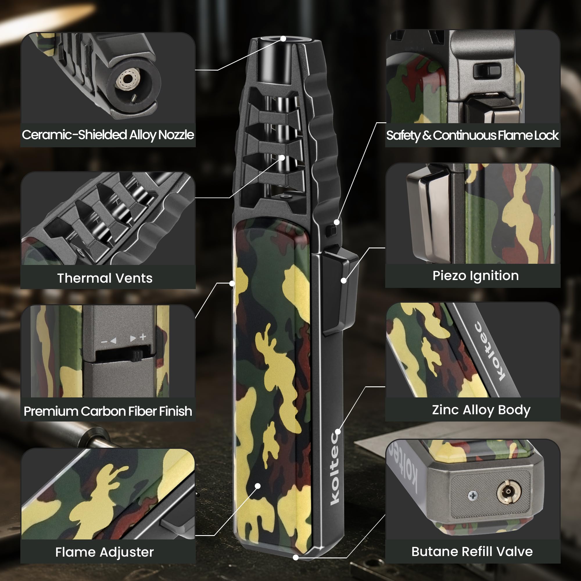Feuerzeug, Jet-Flamme Feuerfackel, Butangas für Fackel, Feuerzeug, für Kerzen, Camping, Grillen, Küche, Survival Tactical, Camping Gadgets (Butan nicht im Lieferumfang enthalten)