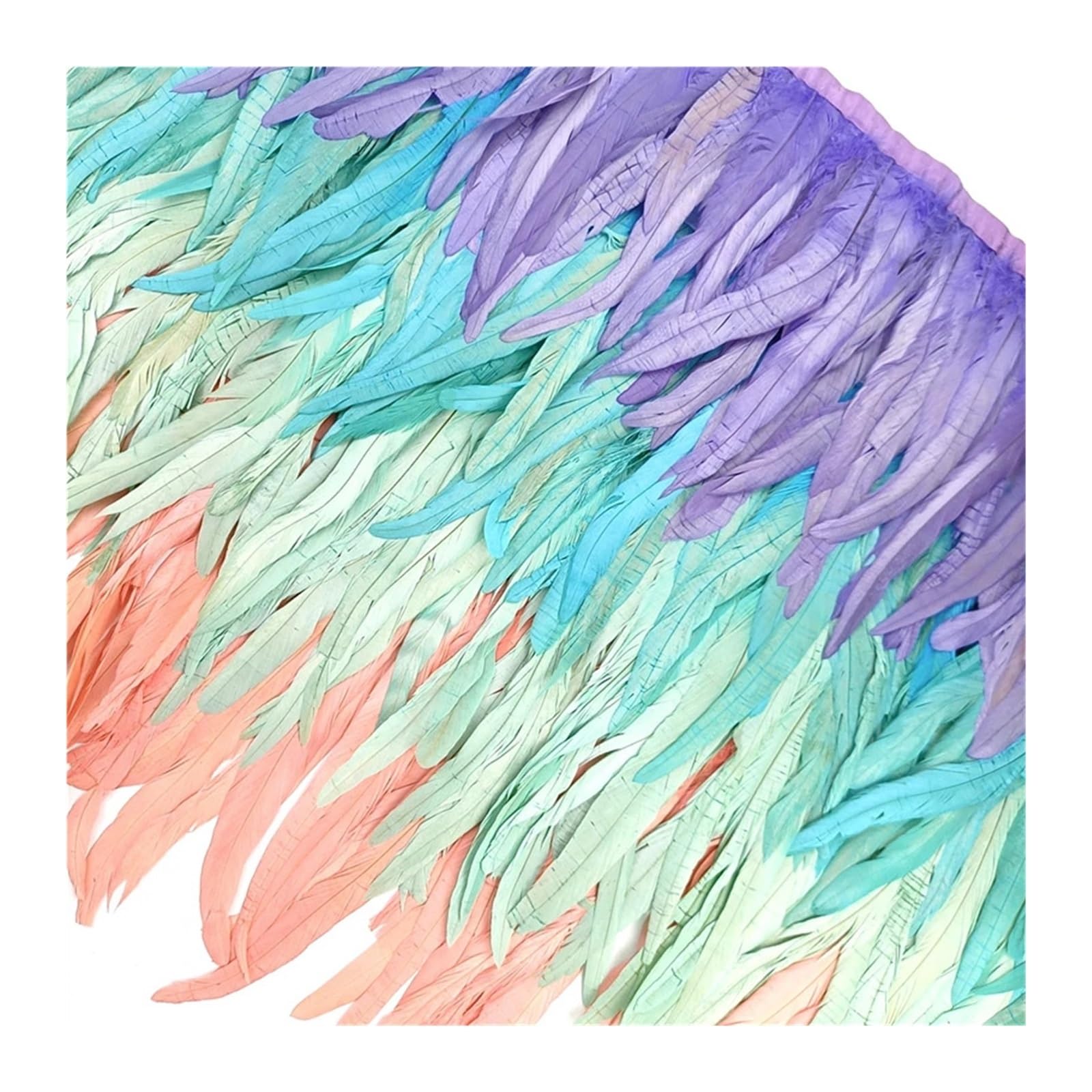 Frangia Con Piume 2 metri Colorato Gallo Coda Piuma Trim for Il Cucito E Artigianato FAI DA TE Piume Frange for I Vestiti Accessori di Carnevale