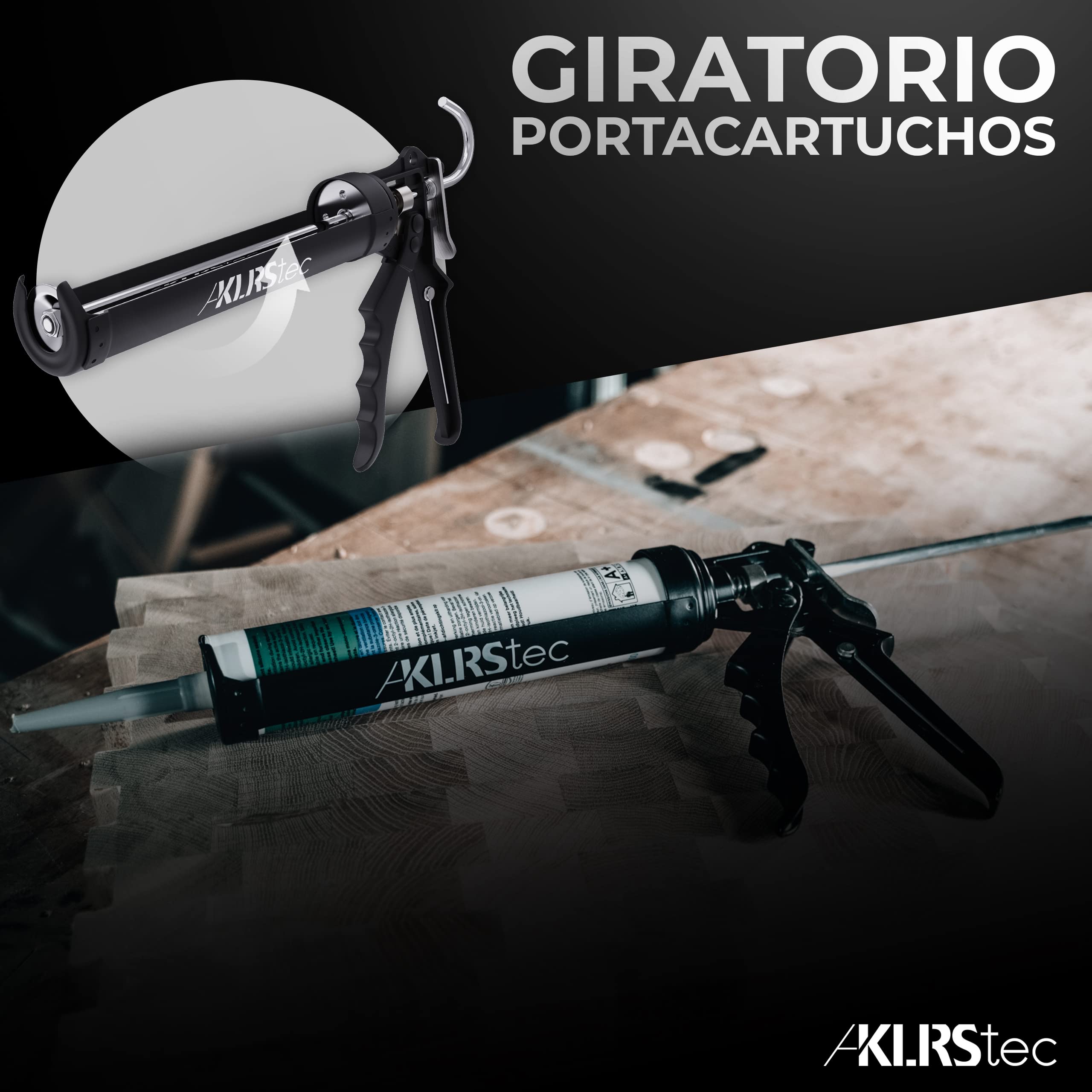 KLRStec® PREMIUM Pistola Silicona | Pistola de cartuchos de hasta 310 ml, perfecta para rejuntar y sellado de clafateo | Pistola metálico para todo tipo de cartuchos de 310ml