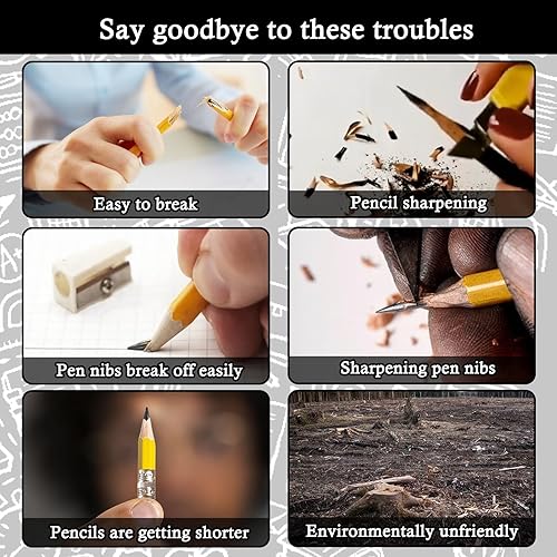 Miniatura 2 de AIERSA 12 lápices negros para siempre con borrado, que nunca necesita un lápiz infinito de escritura afilado de larga duración, sin afilar lápices