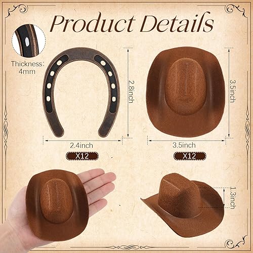 Miniatura 8 de Chuarry 36 decoraciones de fiesta occidental incluyen 12 mini faroles decorativos con velas LED a granel, 12 decoraciones rústicas colgantes de