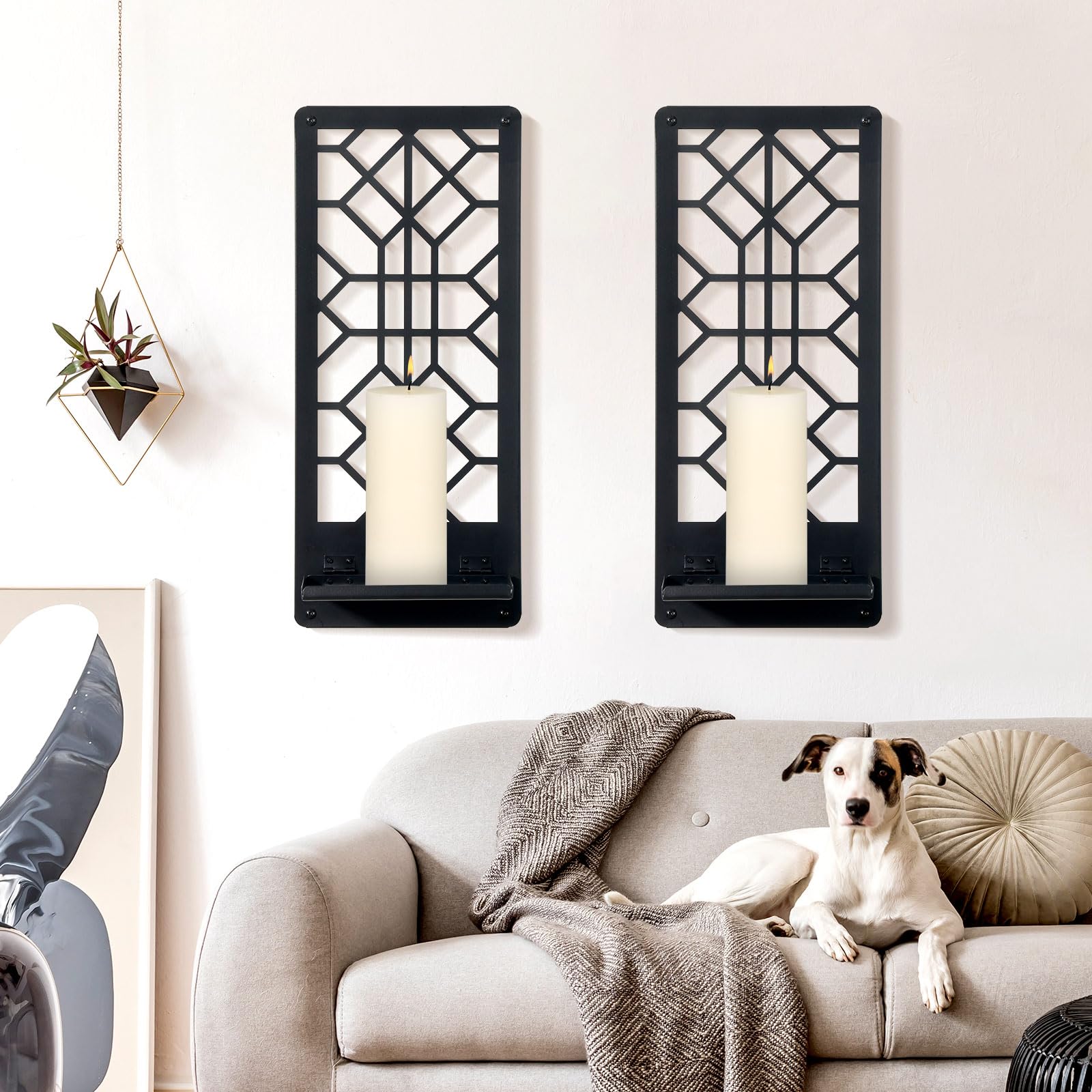 Amazon.com: Zzbakress 2 Pcs Black Metal Wall Art Bathroom Decor Candle ...