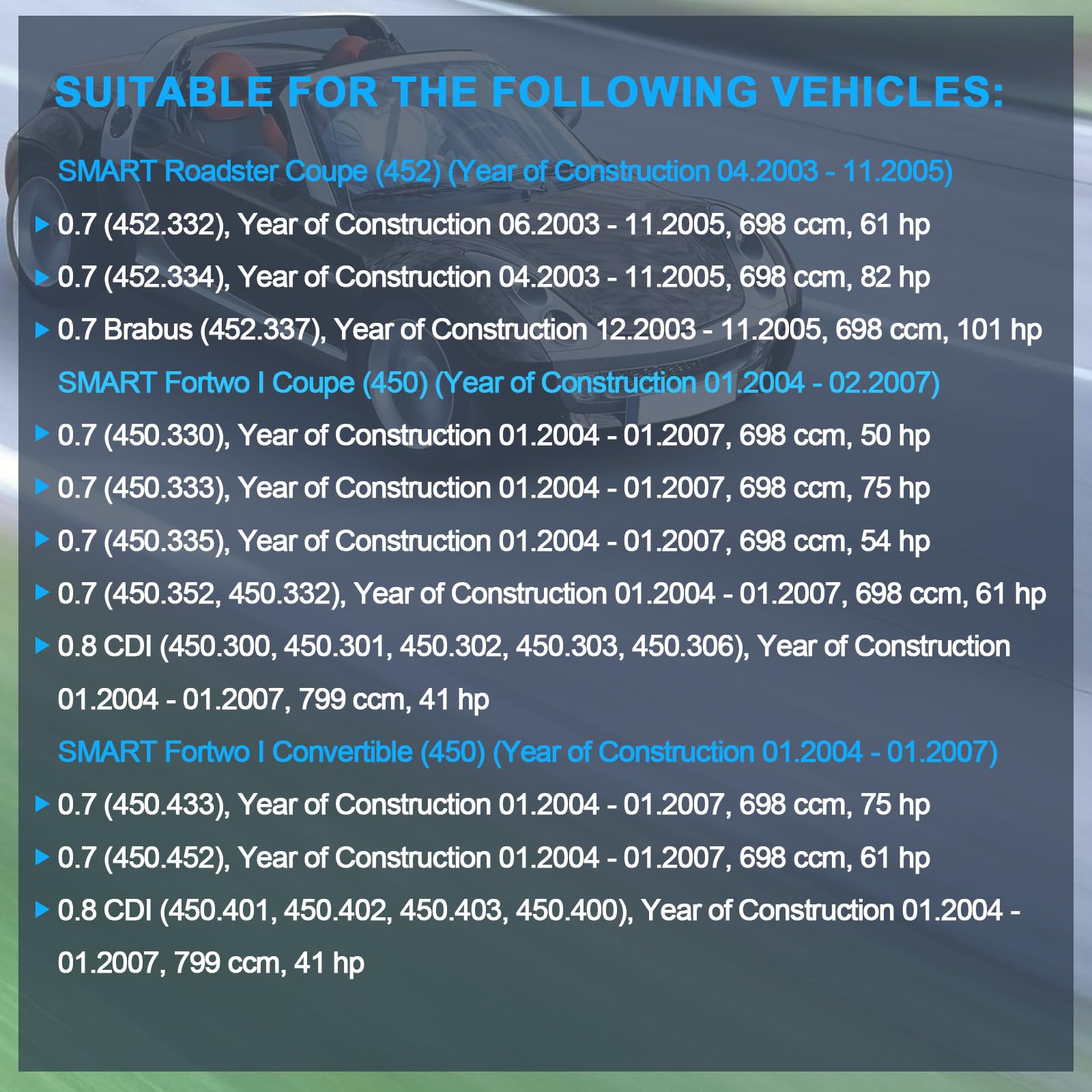 4310021600 Attuatore di frizione di ricambio per 450 0,7L 2003 2004 City-Coupe 450 0,6L 1998 2004 & 0,7L 2003 2004 Fortwo Coupe 450 0,7L Roadster 452 & Coupe 452 0,7L 2003 2005 3981000070