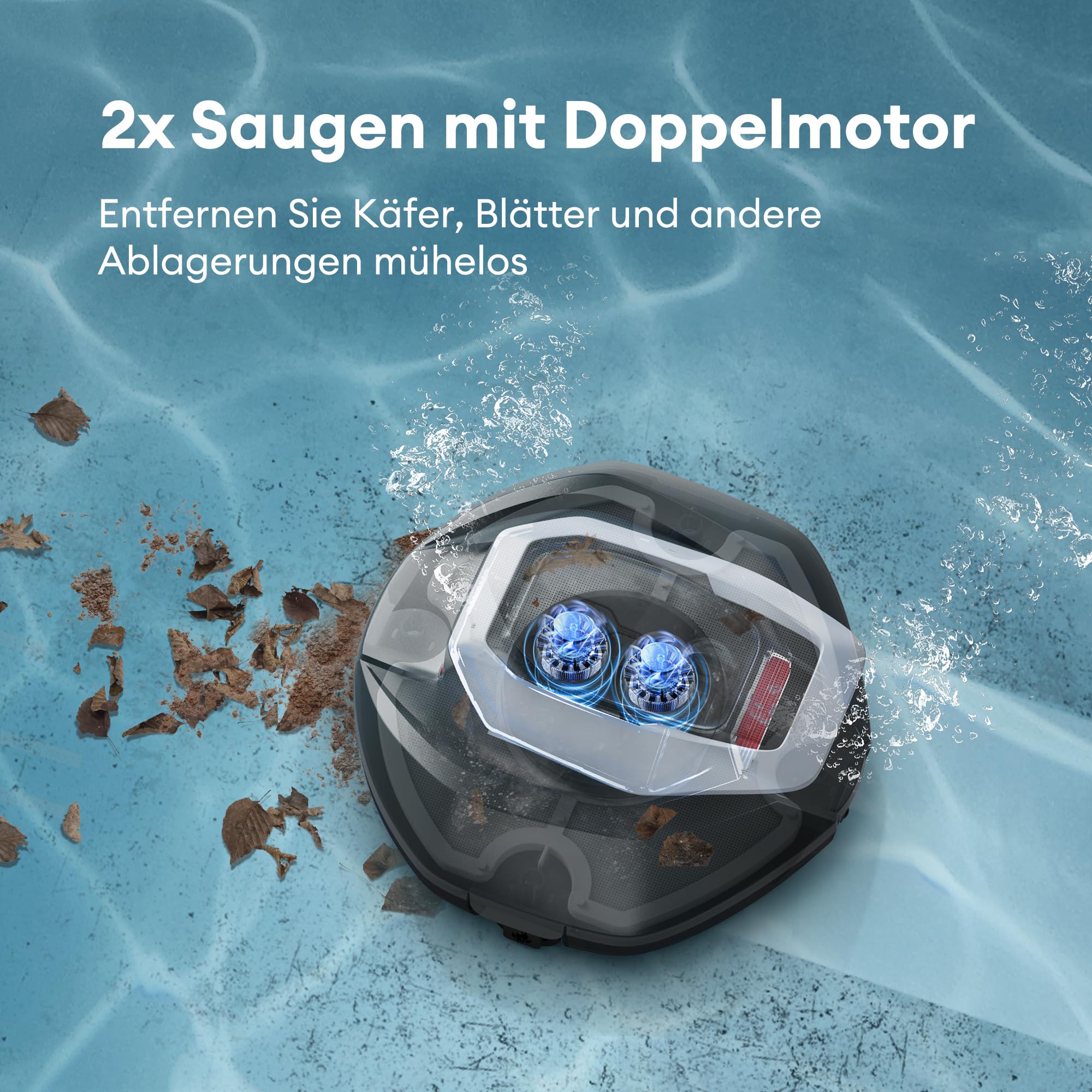 Ultenic Pooleco 10 Poolroboter, Poolroboter Akku mit Dual Motoren, 90Min Laufzeit, 80㎡ Reinigungsbereich, Automatisches Parken, Geeignet für Verschiedene Schwimmbecken