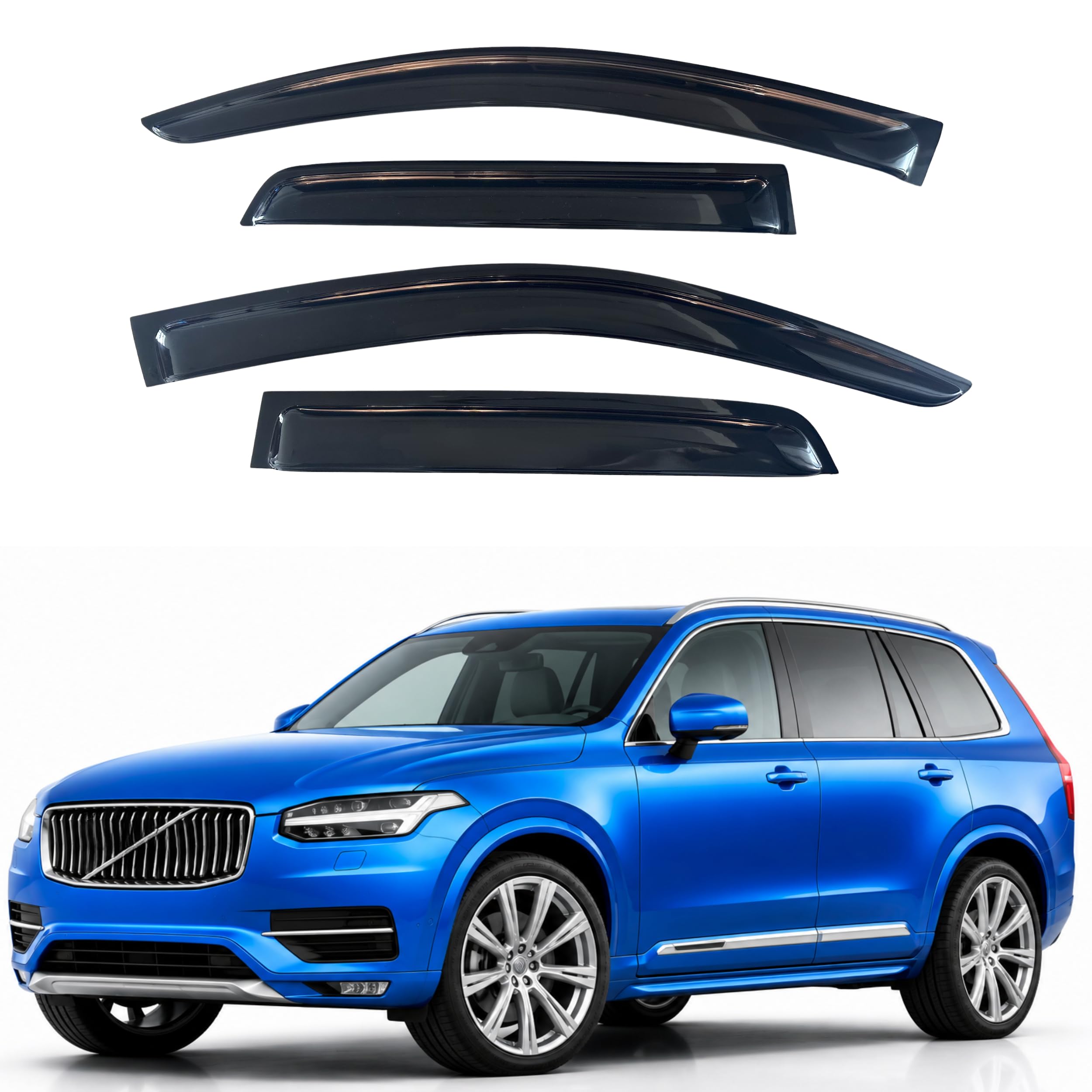 IG Window Visors Fit for 2016-2025 Volvo XC90, Out-Channel Rain Guards Vent Wind Deflectors 4PC, Car Accessories for 16-25 Volvo XC90