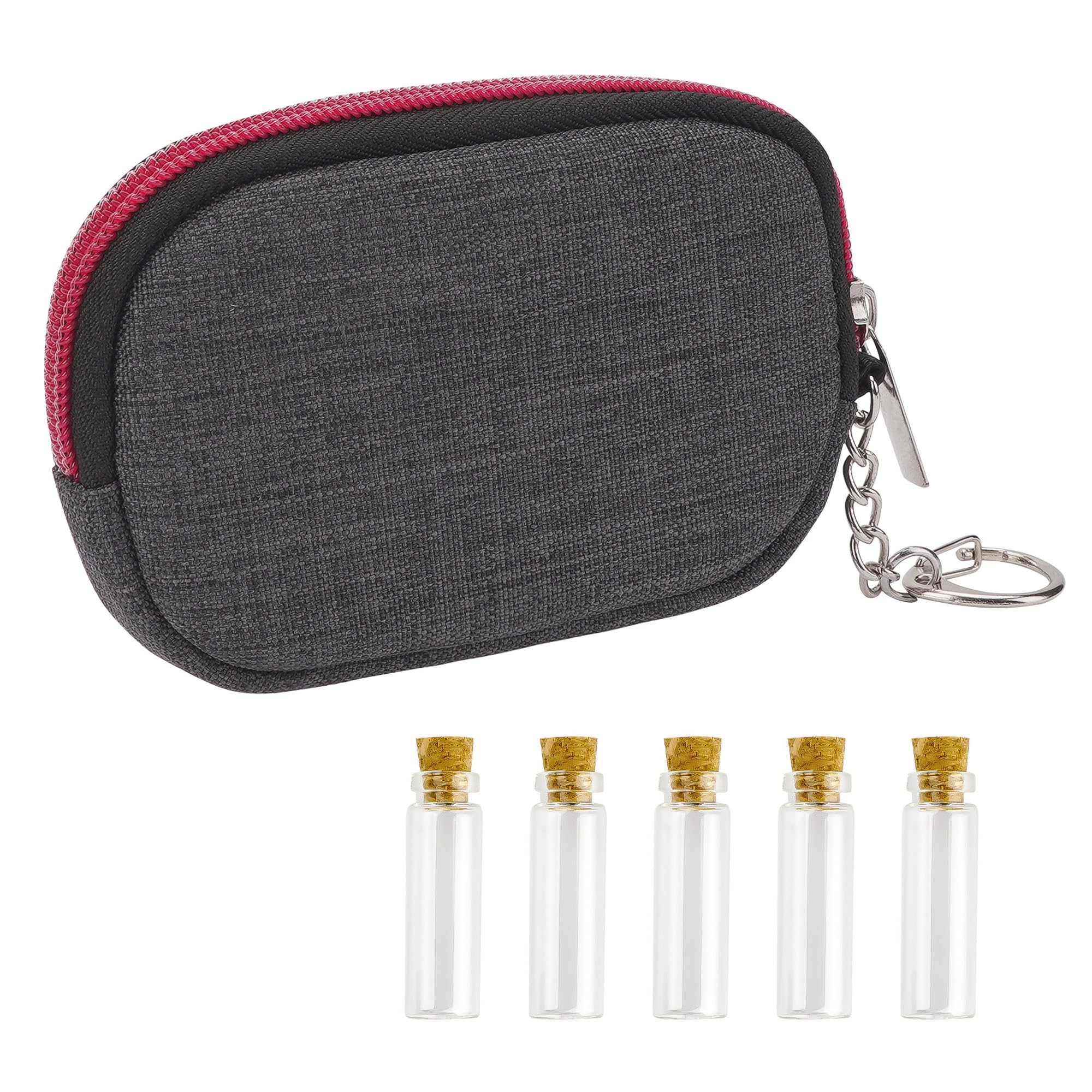 CAIRIAC Seasoning Storage Bags, Weaving Compact Condiment Case with 5 Bottles, Seasoning Storage Container, Travel-friendly Seasoning Organizer for Camping Picnic Travel