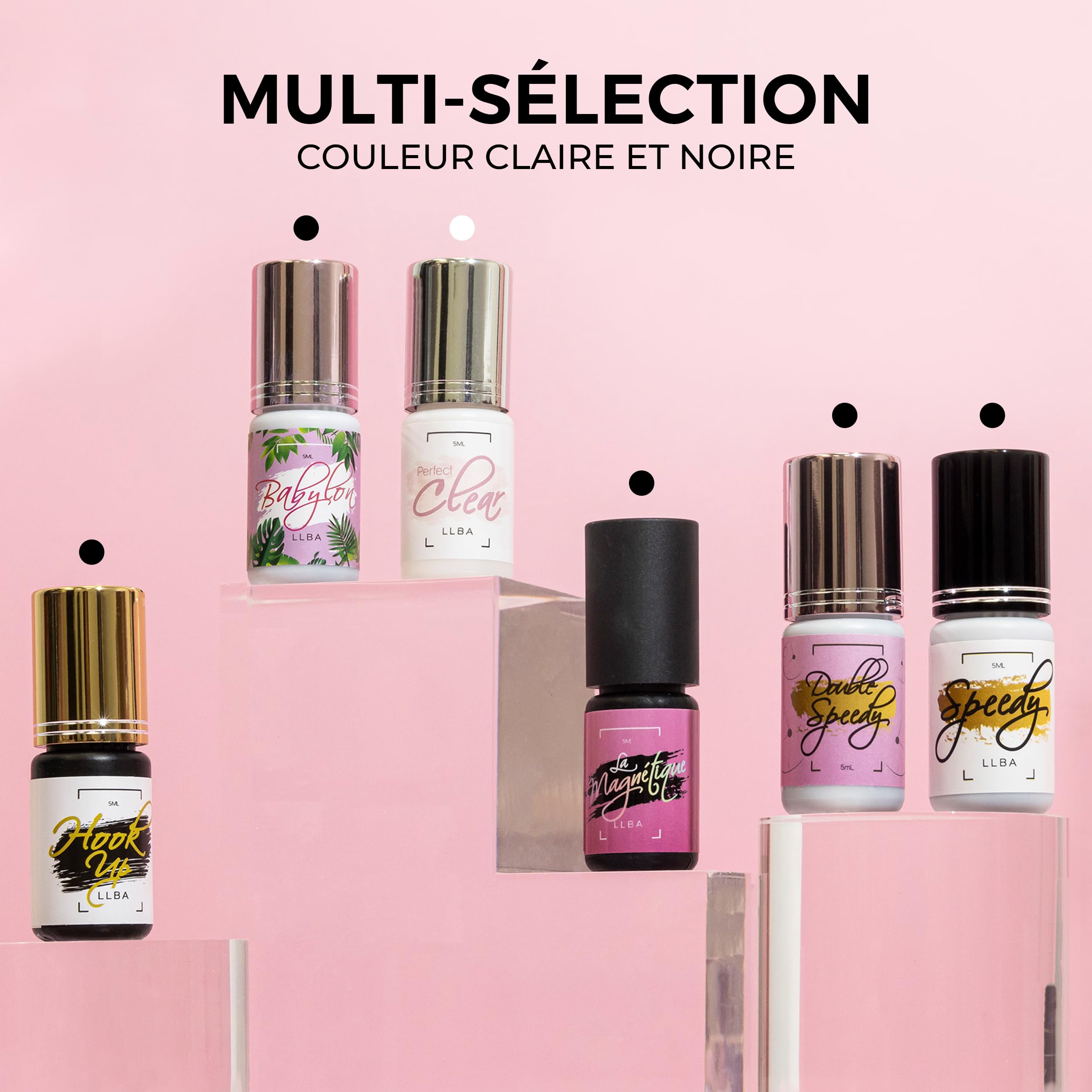 LLBA colle à cils pour professionnels – Colle Noir | Plusieurs choix pour le temps de séchage 0,5 à 3 Secondes | 5mL | Colle extra forte pour extensions de cils | Tenue 7-8 Semaines (Speedy)