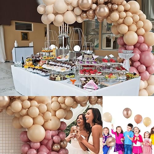 Miniatura 6 de Kit de guirnalda de globos de color rosa y nude, guirnalda de globos de color rosa polvoriento con globos de oro champán blanco albaricoque,