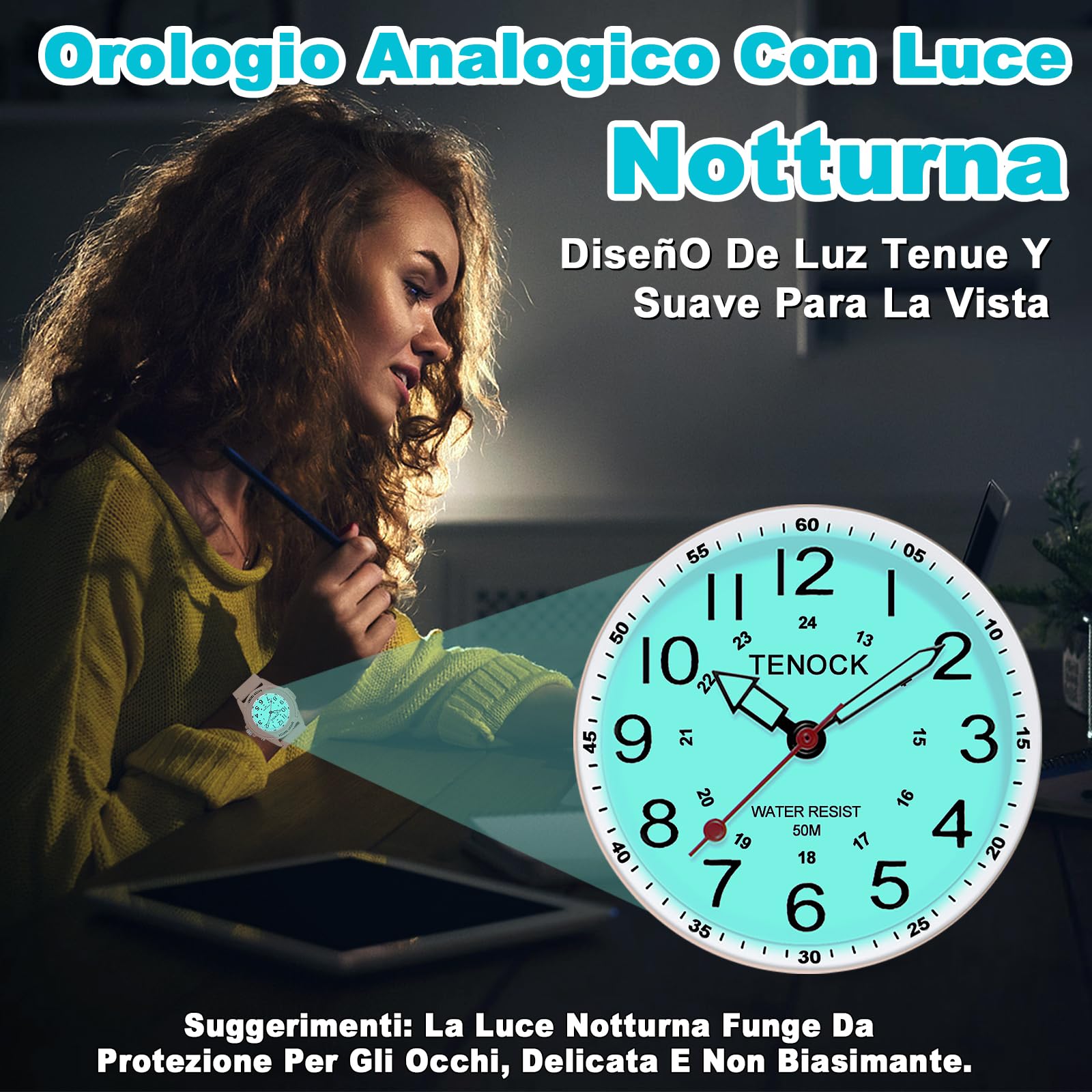 TENOCK Orologio Da Polso Sportivo Da Donna Analogico Al Quarzo 50 M Impermeabile Con Luce Notturna Per Abbinamenti Casual O Attività Sportive