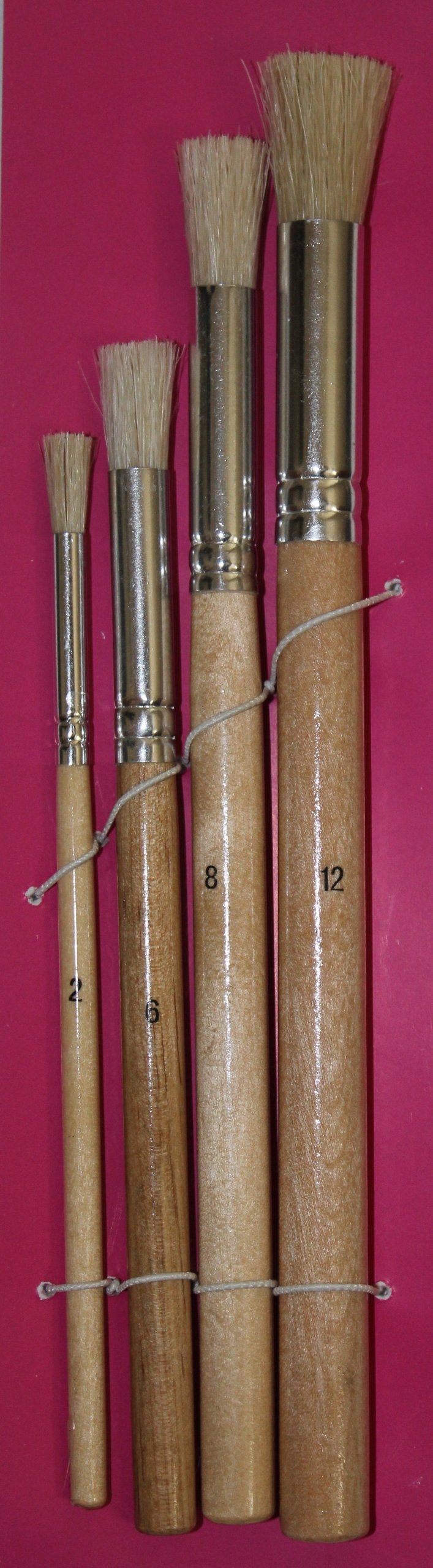 Hog Bristle Stencil Brush 4pc Set. No:2, 6, 8, 12