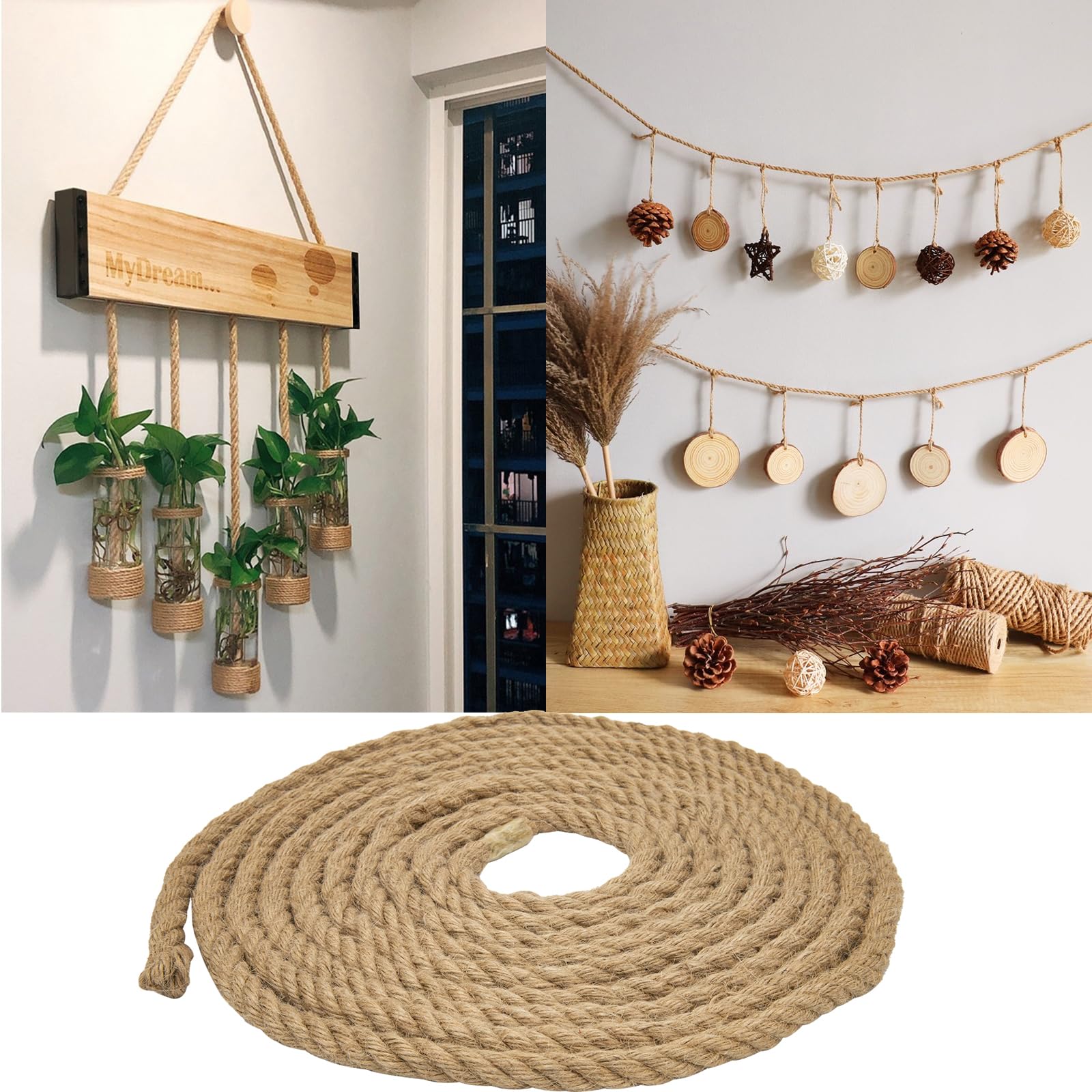 Snapklik.com : Natural Jute Rope - 1/2 Inch, 100 Ft, Twisted Manila ...