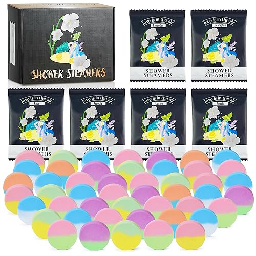 48pcs Aromatherapy Shower Steamers - Relaxation Birthday Christmas Set for Women and Men, Shower Bombs Tablets for Stress Relief and Self Care, Luxury Home Spa - 1 Count (Pack of 48)