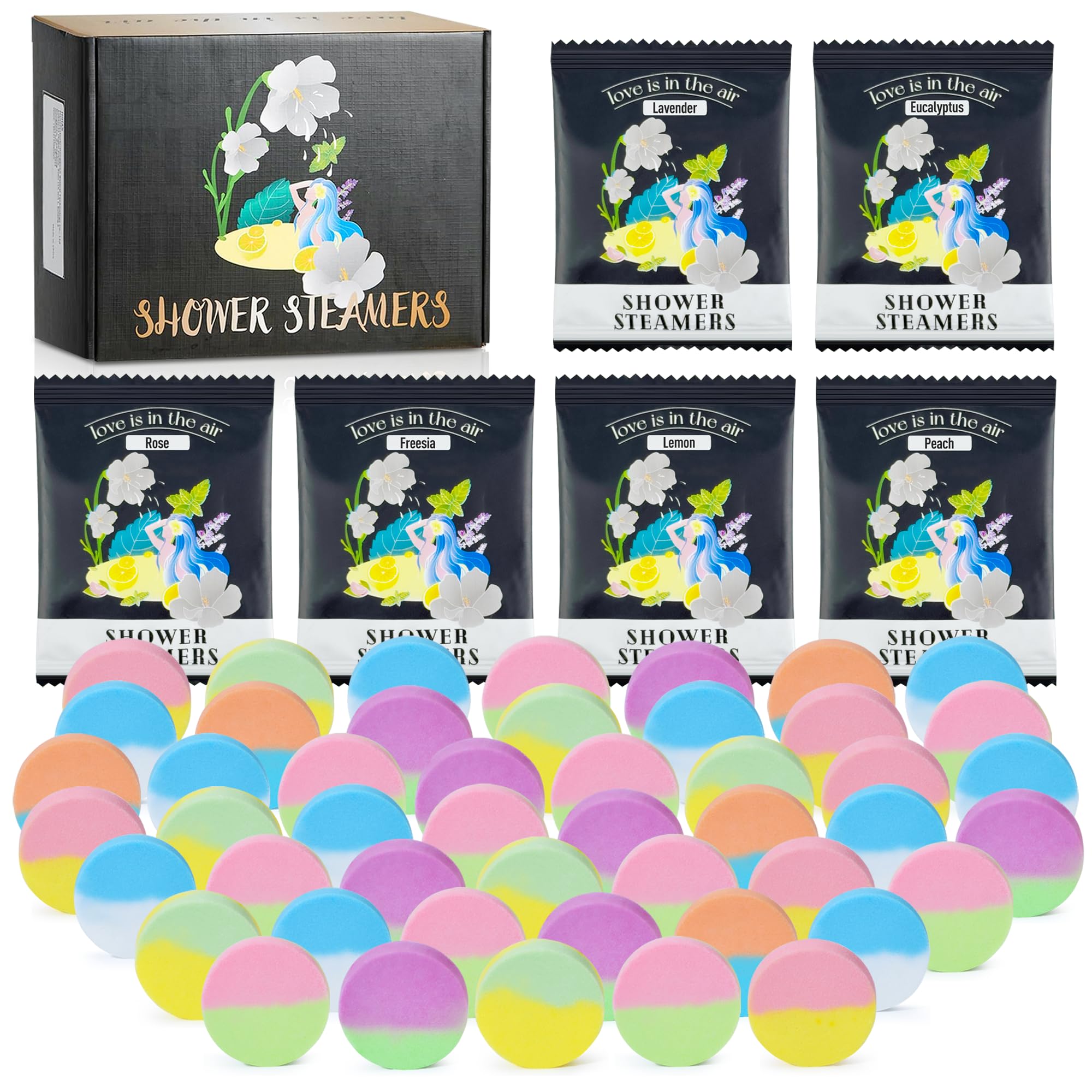 48pcs Aromatherapy Shower Steamers - Relaxation Birthday Christmas Set for Women and Men, Shower Bombs Tablets for Stress Relief and Self Care, Luxury