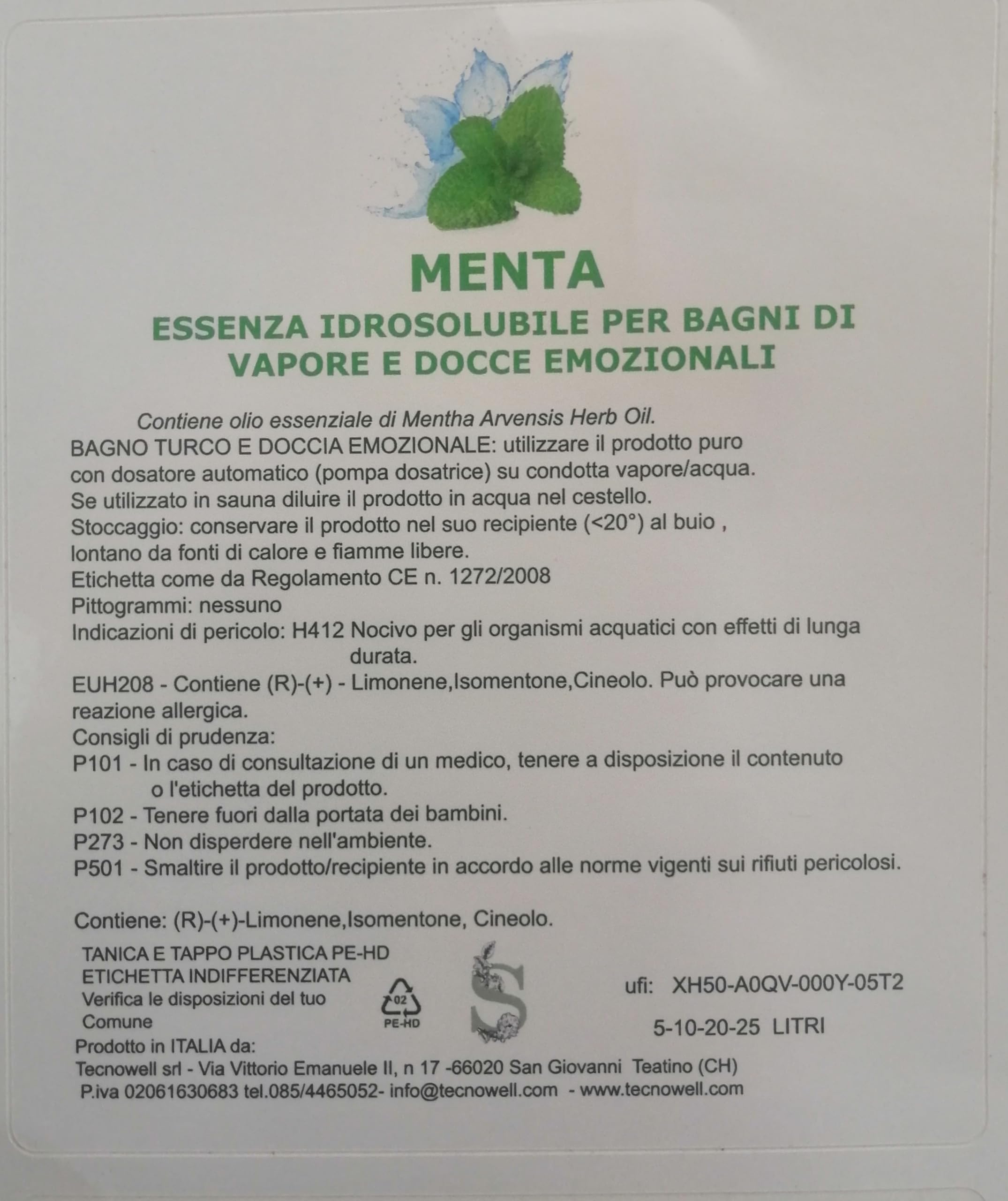 Essenza balsamica Menta per bagno turco e doccia emozionale