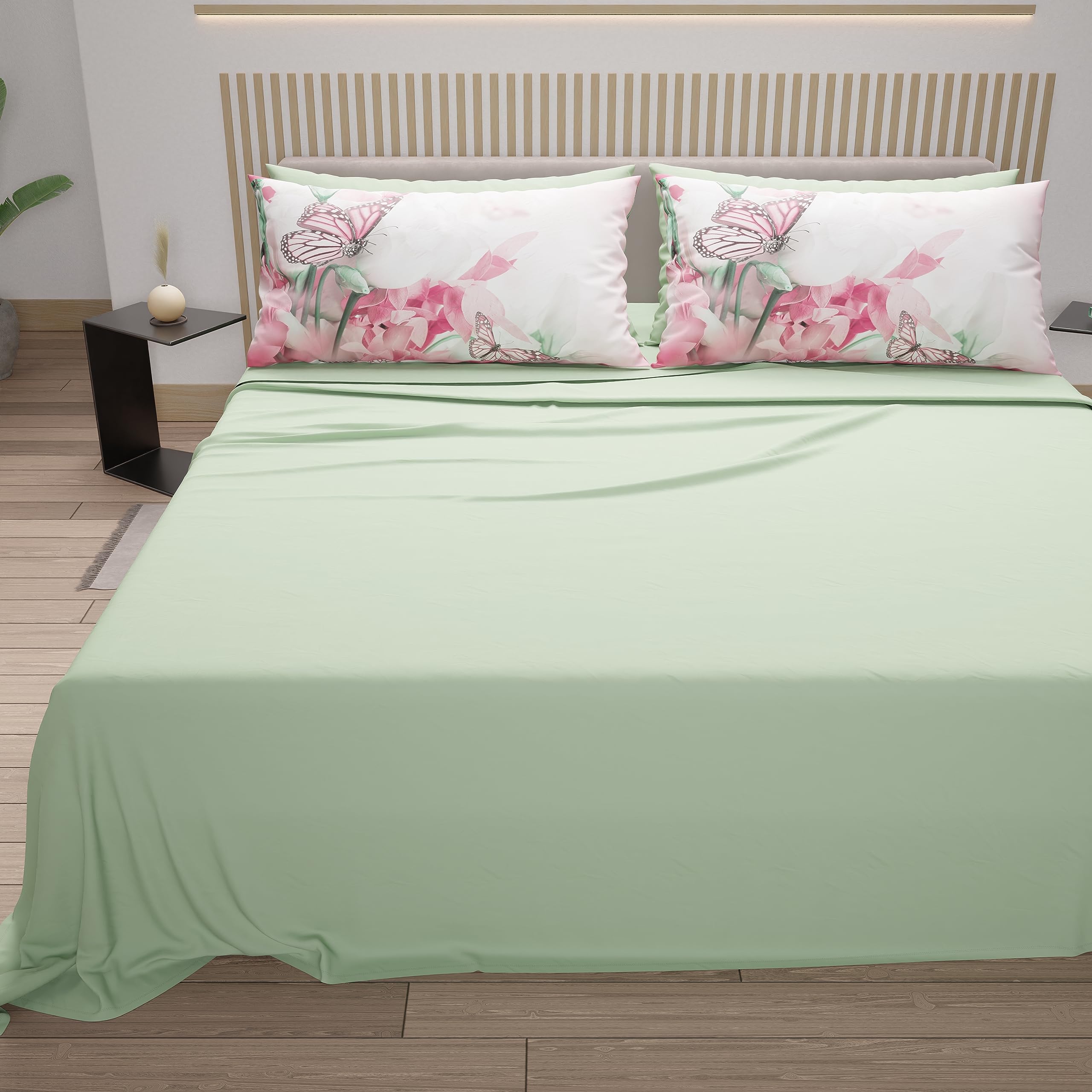 PETTI Artigiani Italiani - Cotton Sheets with Pillowcases in Digital Print, Pizza and a Half Bed Set, Sage, 100% Made in Italy - Image 4