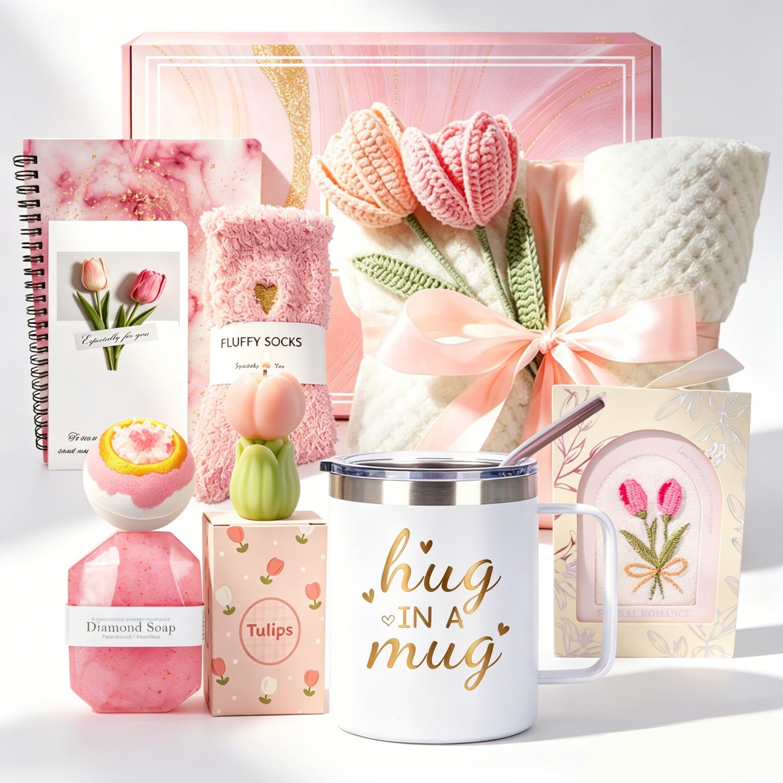 Veridigift Women's Pink 11Pcs Birthday Gifts For Her,Self Care Pamper Gifts For ,Relaxing Spa Gift Basket Care Package, Gift Set For Best Friends Sister Mum Wife Her Girlfriend Coworker Bestie
