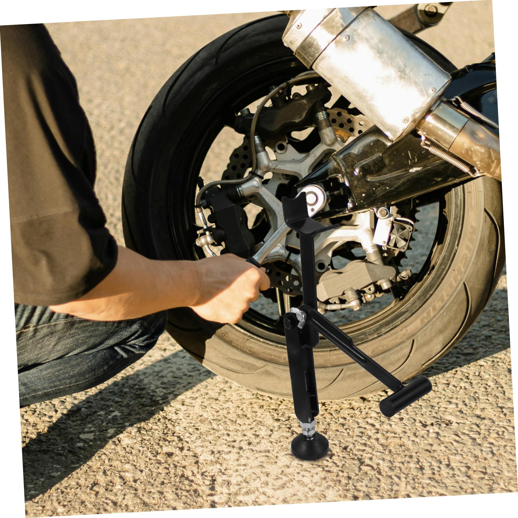 PRETYZOOM Soporte Elevador de Ruedas para Motocicletas, Herramienta de Mantenimiento para Motos Mecanismo de Elevación y Transporte Fácil