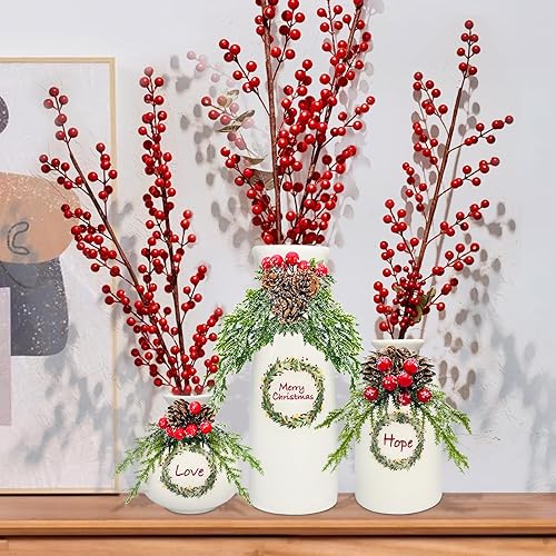 Miniatura 5 de Decoraciones de Navidad, decoración interior del hogar, jarrones de Navidad, para cocina, mesa, decoración de Navidad, jarrón de cerámica blanca