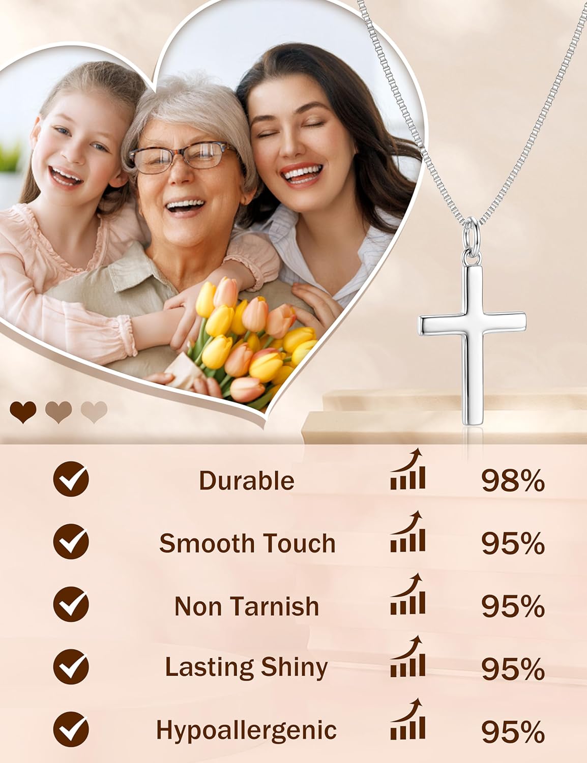 ORAZIO Cross Necklace for Women, 925 Sterling Silver or 18K Gold Plated Cross Necklaces Simple Box Chain Small Cross Pendant Choker Necklace Jewelry Gifts