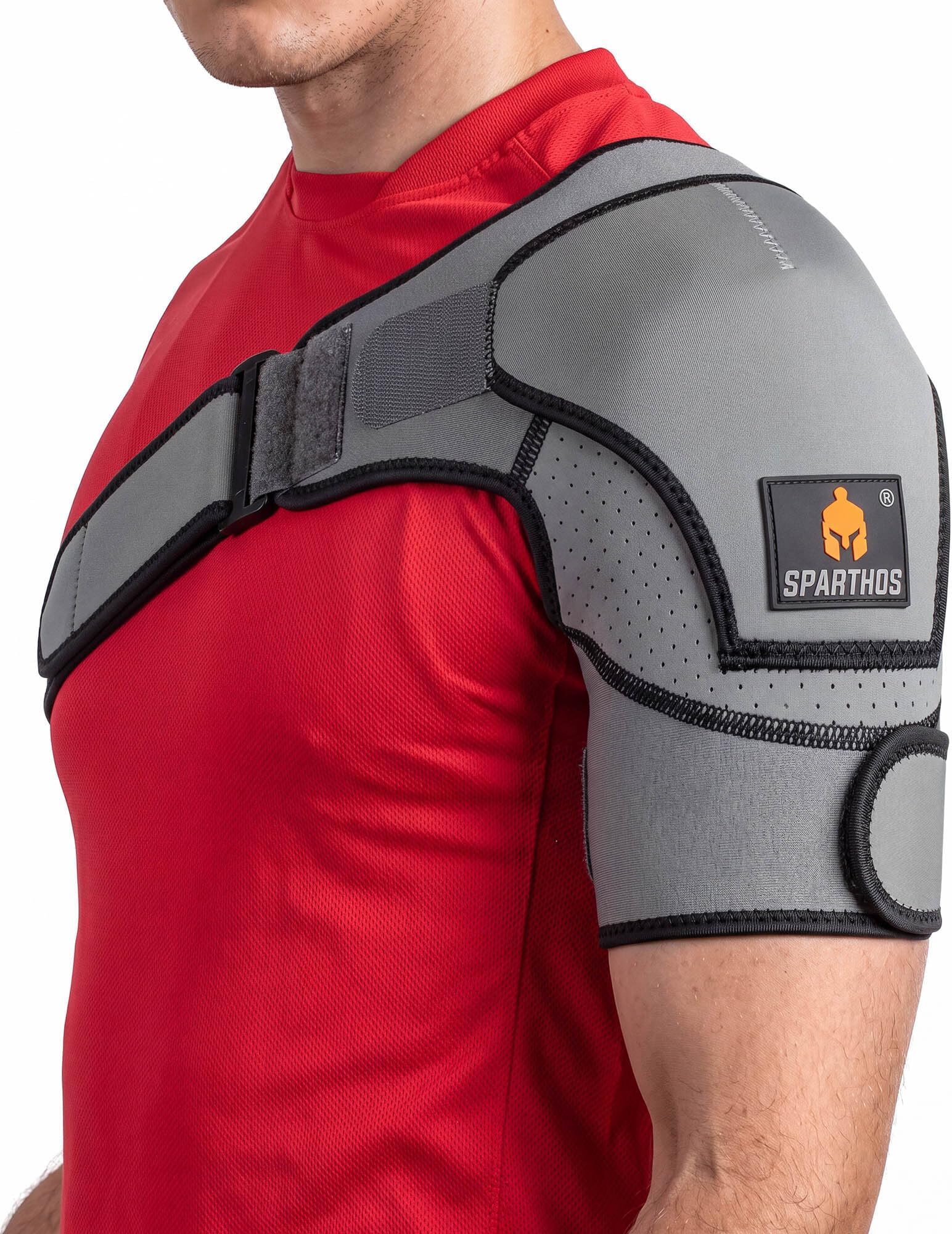 Sparthos Rotator Cuff Shoulder Brace for Women & Men - Support - Gray-UNI | Compression Sleeve, Pain Relief, Adjustable Strap, Fits Left or Right Arm, AC Joint, Labrum Tear, Dislocation, for Sleeping