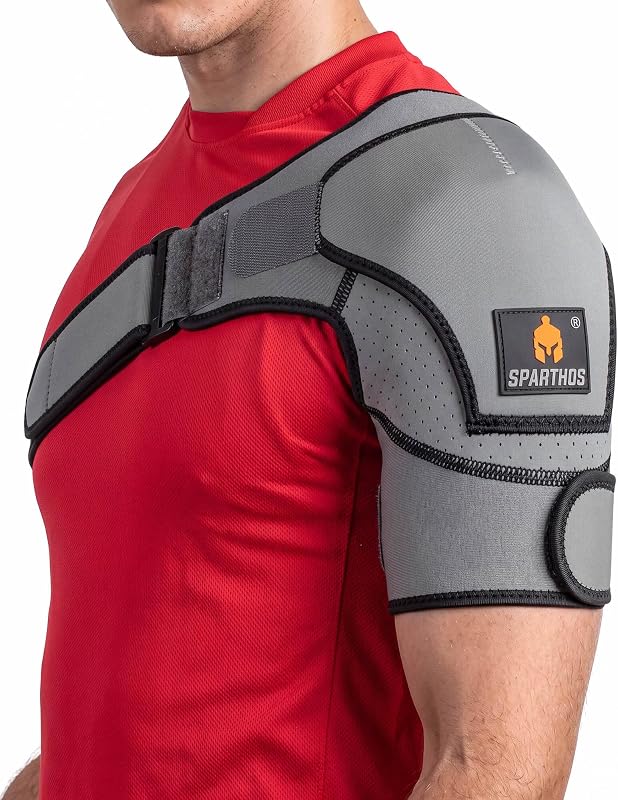 Sparthos Rotator Cuff Shoulder Brace for Women & Men - Support - Gray-UNI | Compression Sleeve, Pain Relief, Adjustable Strap, Fits Left or Right Arm, AC Joint, Labrum Tear, Dislocation, for Sleeping