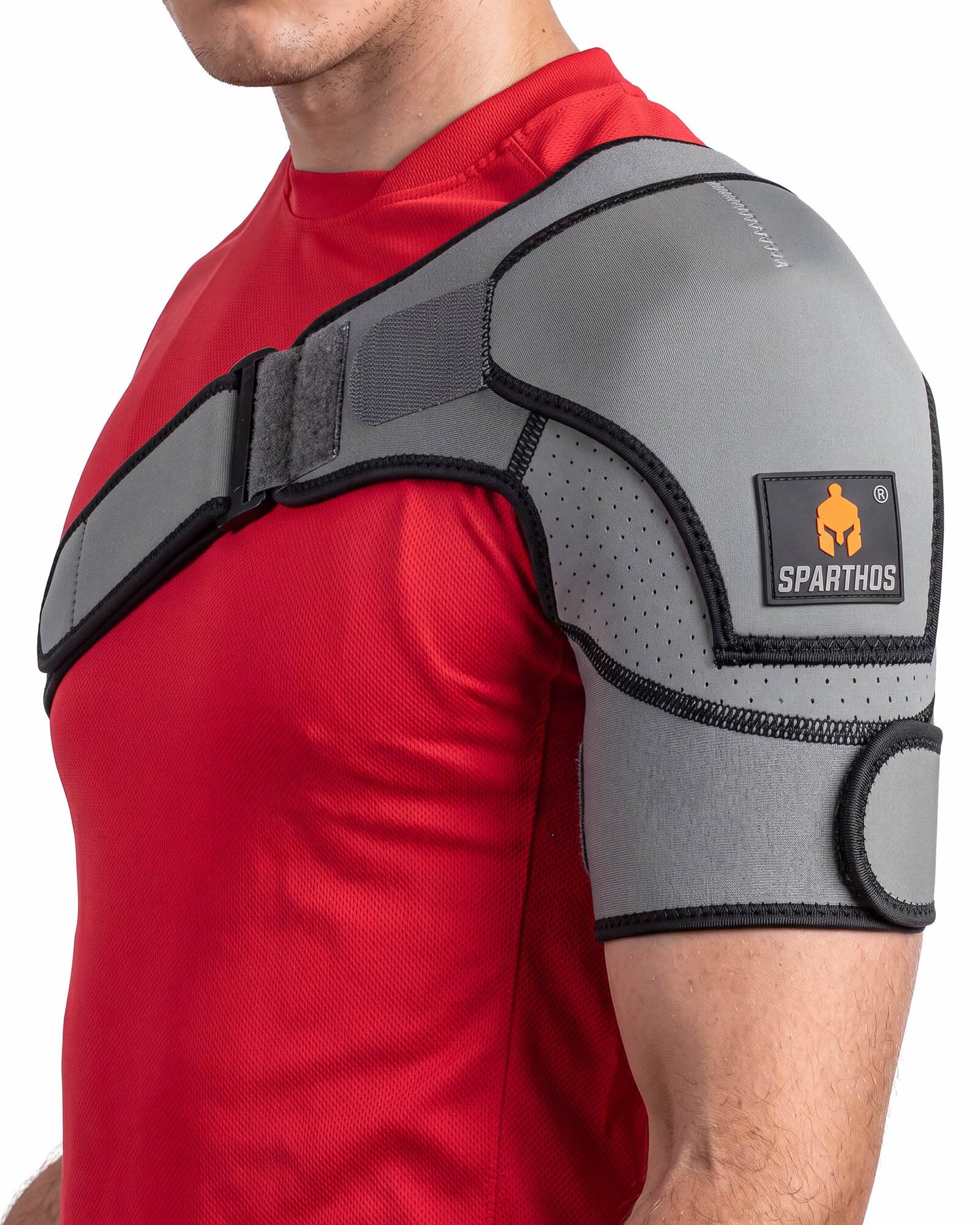 Sparthos Tutore per spalla rotator cuff per donne e uomini - Supporto - Grigio-XXL