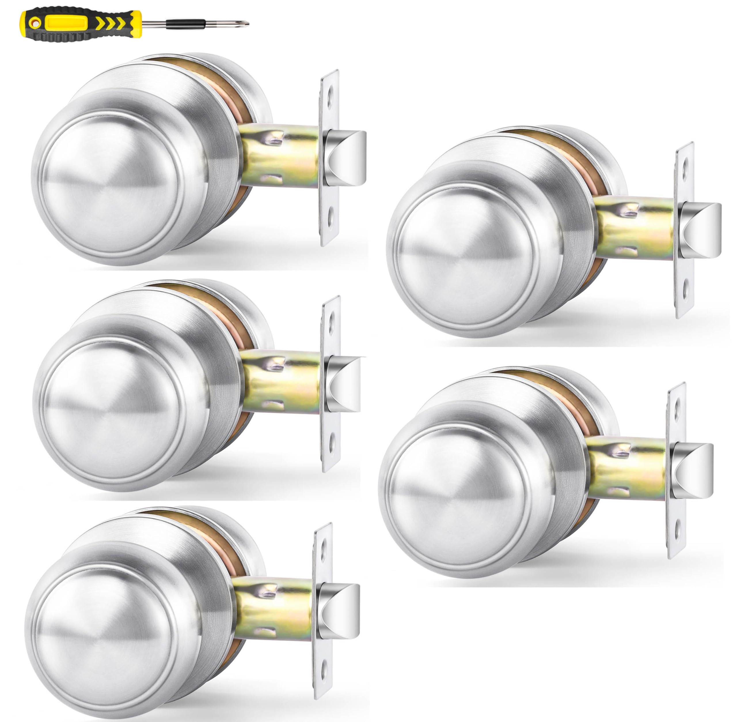 Matte Black Door Knobs - 5 Pack Passage Handles -12