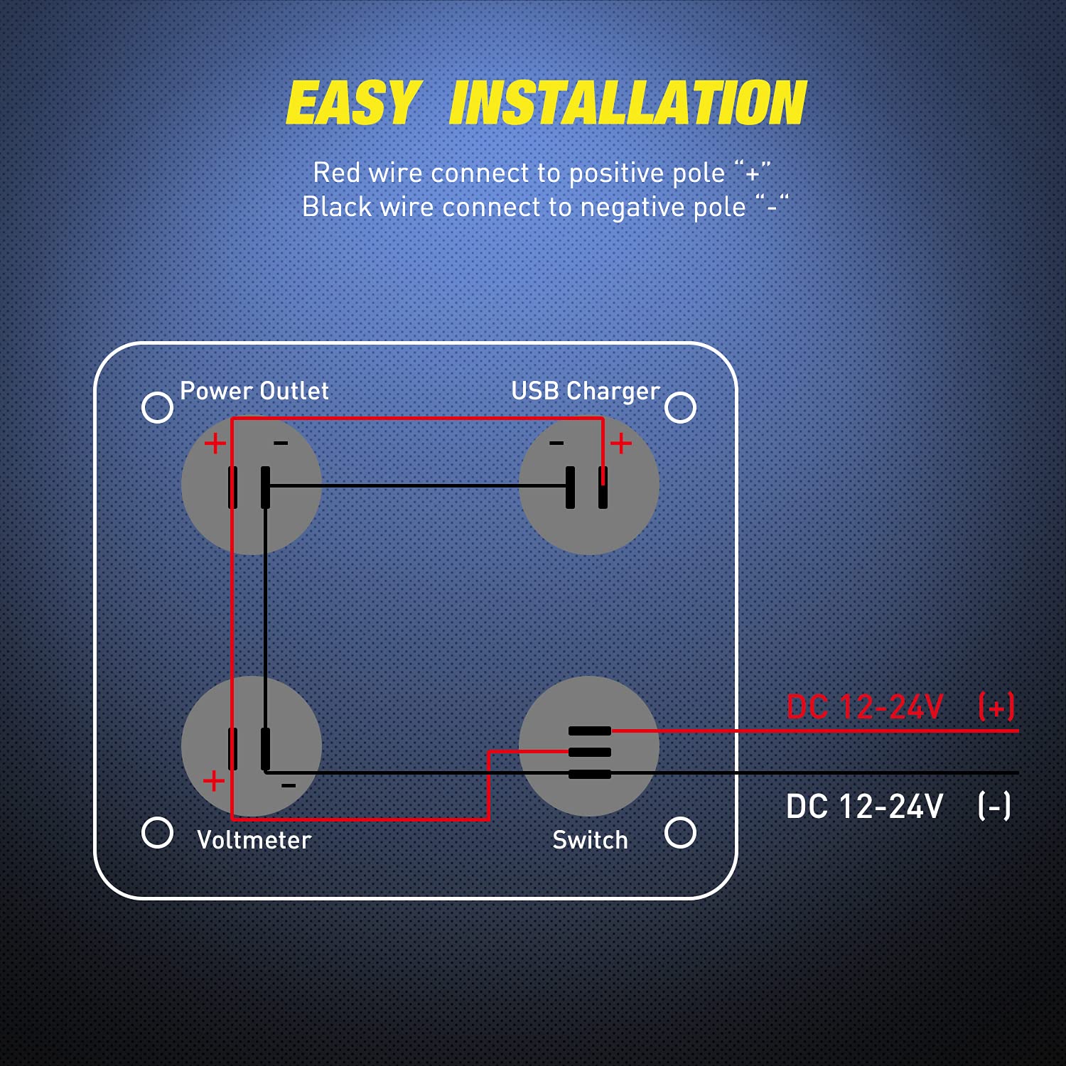 Nilight 4 in 1 ON/OFF Charger Socket Panel Dual USB Socket Power Outlet ...
