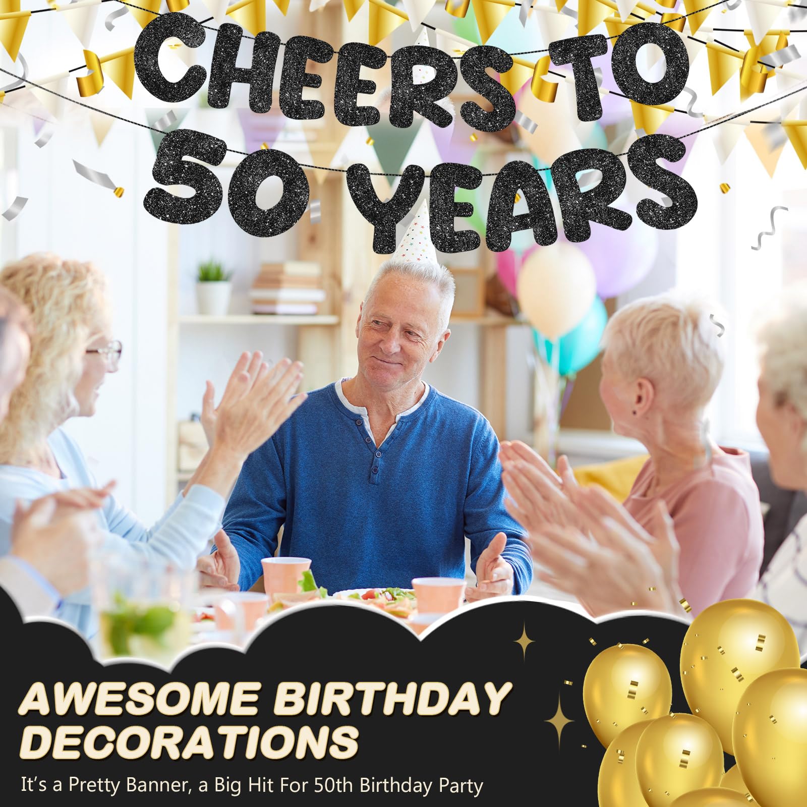 Cutpopup Cheers To 50 Years Banner Pre Strung Cheer 50th Brthday Sgn...