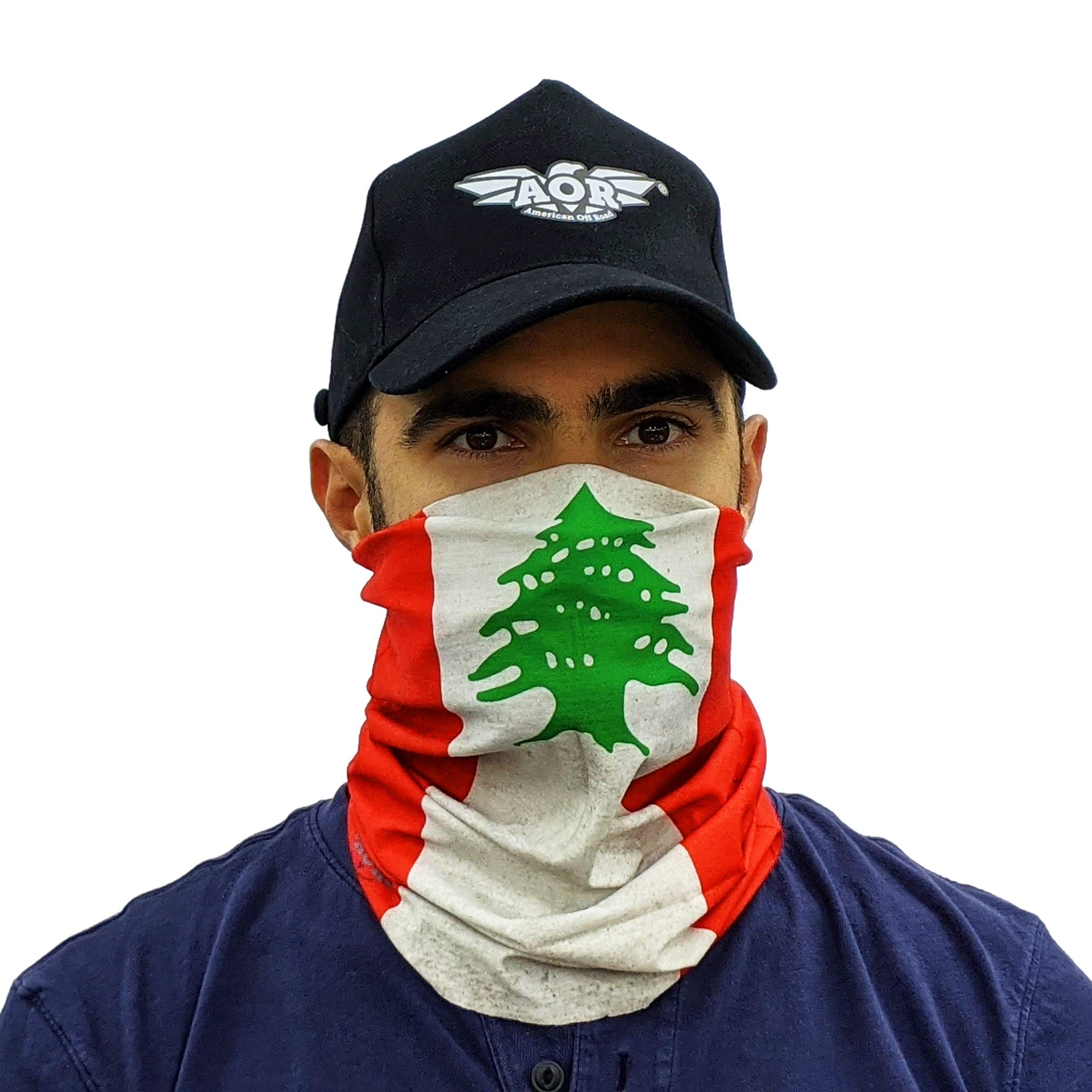 AOR American Off RoadAOR Bandana Face Mask - Flag Lebanon, BFM-LBN