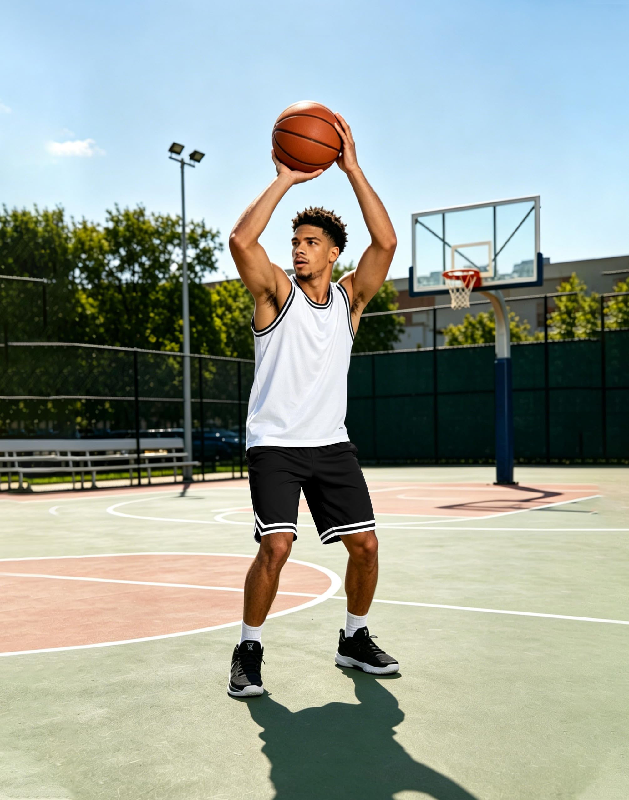 JWM Pantalones cortos de baloncesto para hombre de 11 pulgadas con bolsillos con cremallera, pantalones cortos deportivos de malla ligera de secado rápido para entrenamiento y correr