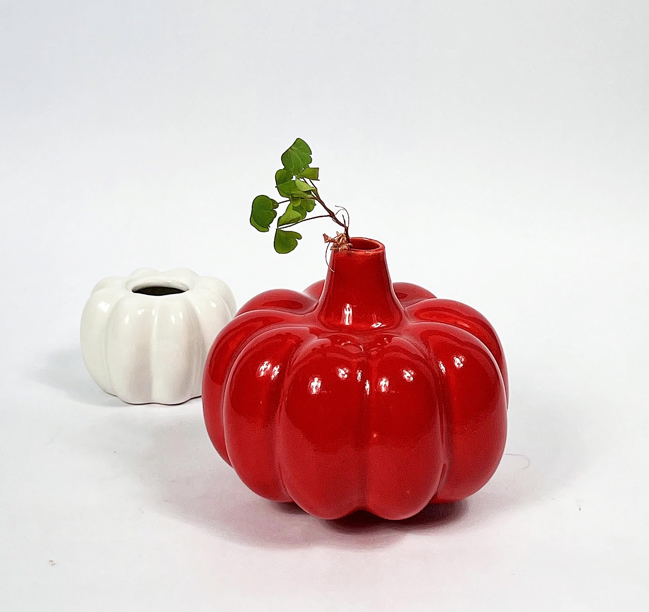 Bliss Hohm Pumpkin Ceramic Flower Vase for Home Decor and Gifting, Flower Vase for Living Room & Office Decor, Pampas Grass Vases, Ceramic Pumpkin Red, Small Vases (Red Pumpkin)-image-30