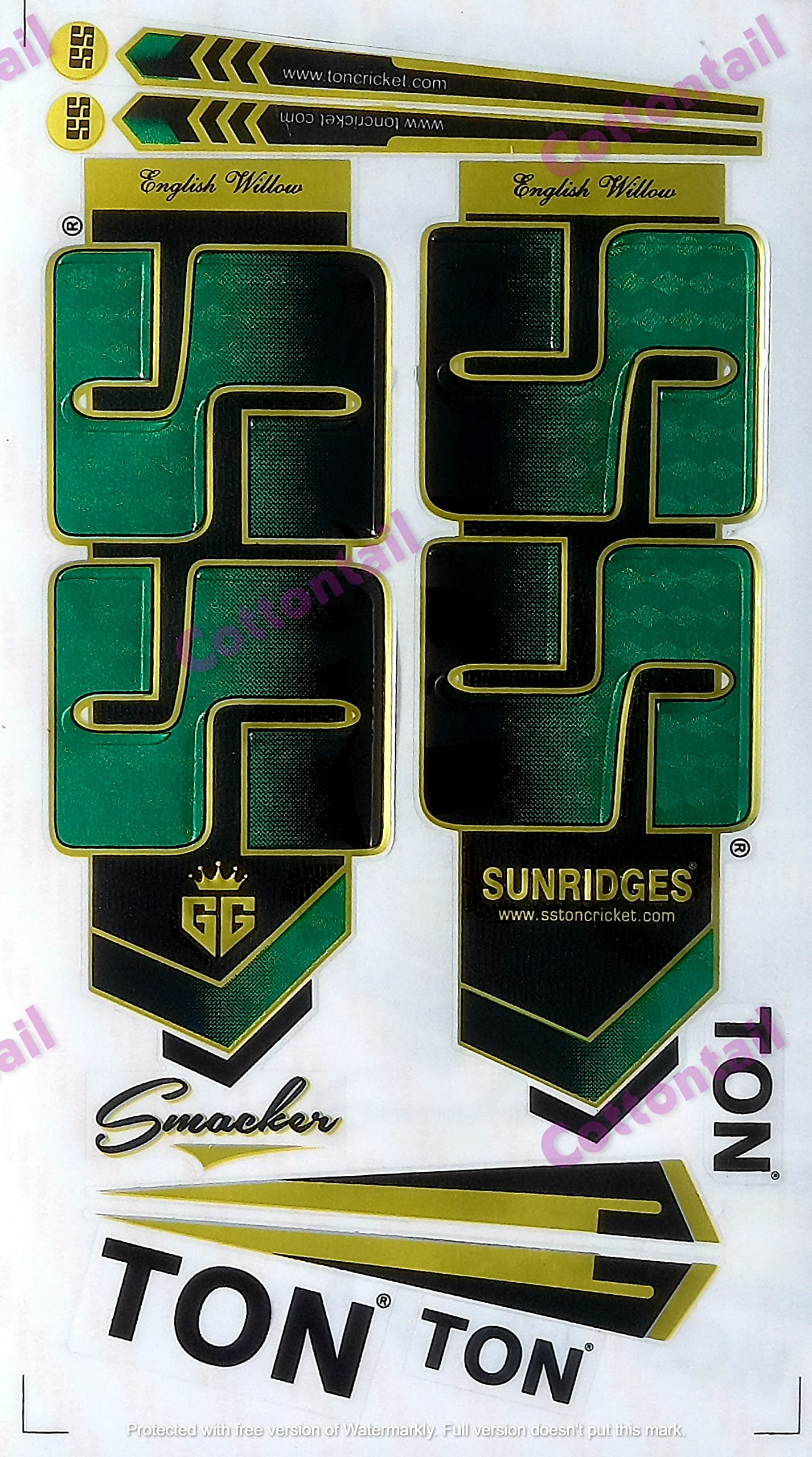Cottontail | 3D SMCKR Edition | English Willow | Embossed Cricket Bat Sticker | Green (B0B3N9C4D7) Amazon Price History, Amazon Price Tracker