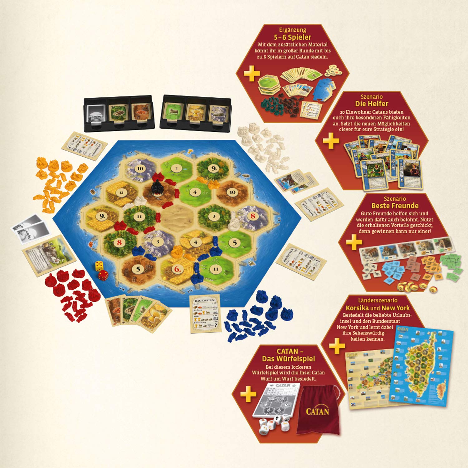 Catan - Big Box 2019: Juego de mesa, Estrategia, Medieval, 3-6 jugadores, 10+