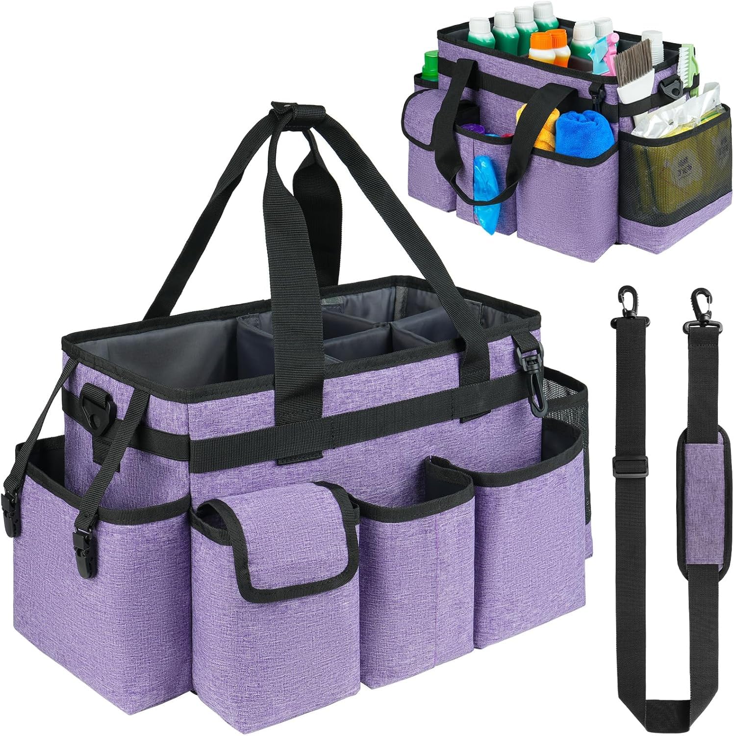 Sac de nettoyage XL avec poignée pour femmes de ménage, noir