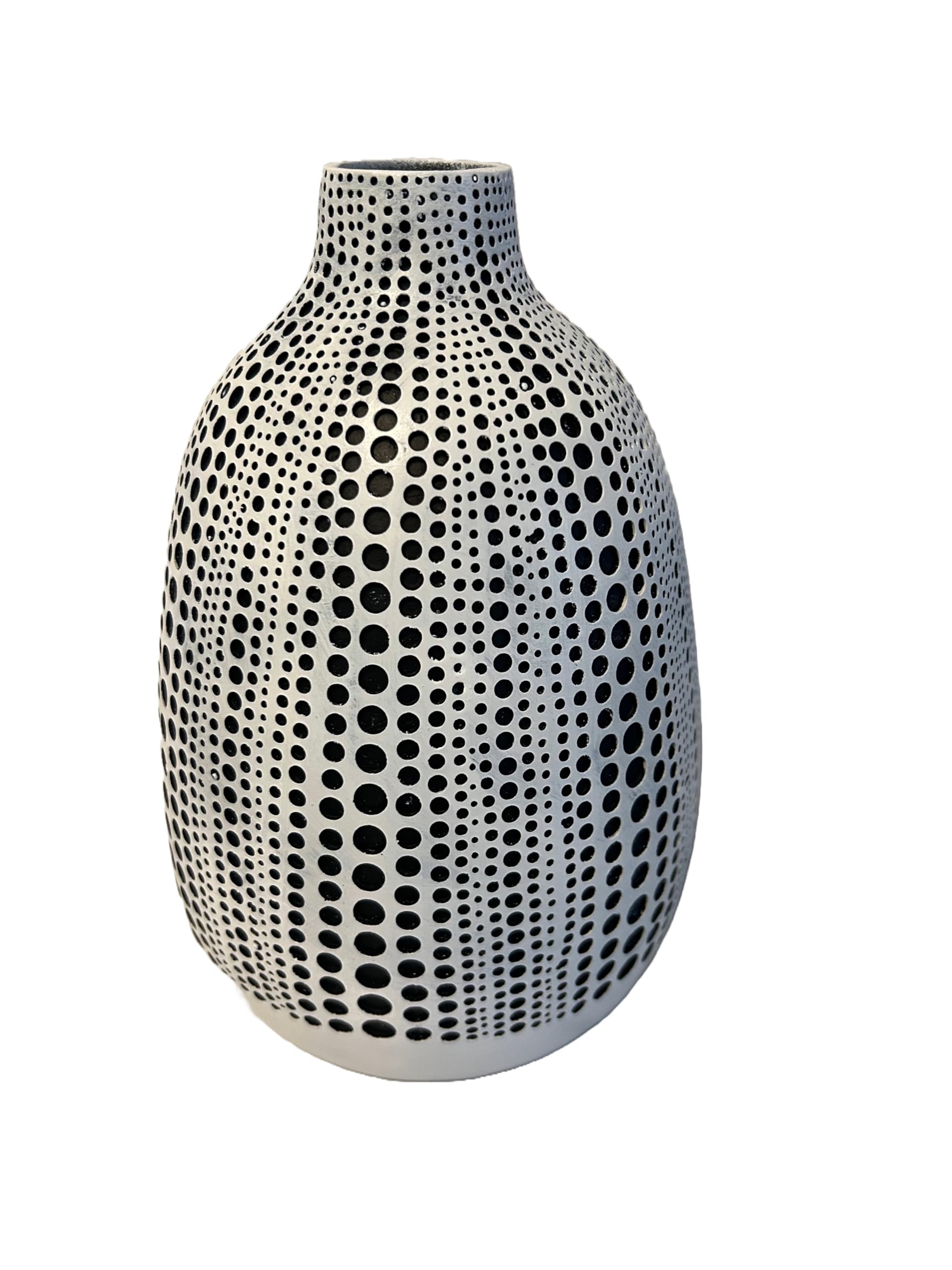 Vaso moderno a pois testurizzati in bianco e nero, bellezza imperfetta (bianco)