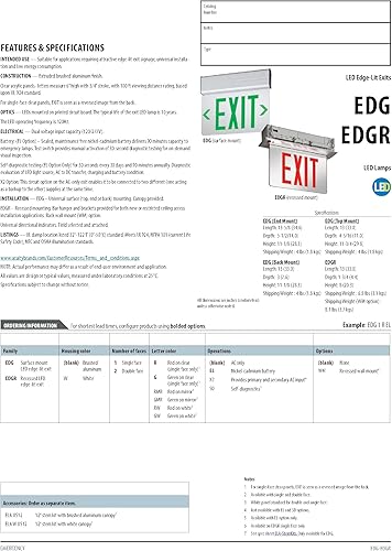 Miniatura 9 de Lithonia Lighting EDG 1 R EL M6 - Señal de salida de emergencia LED de aluminio, 3 vatios, color rojo