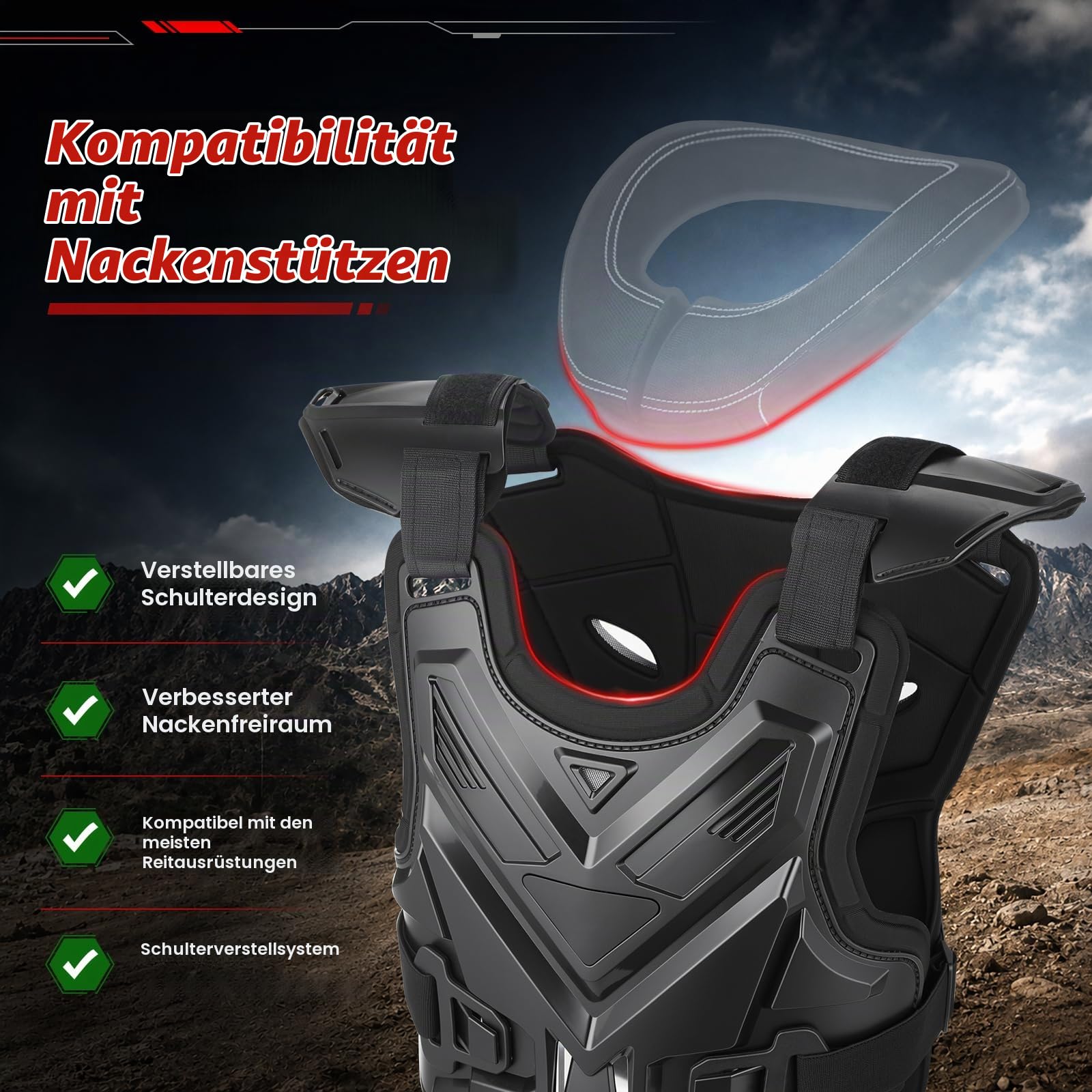yeesport Motocross Brustpanzer Motorrad Protektoren Set Knie Ellbogen ATV