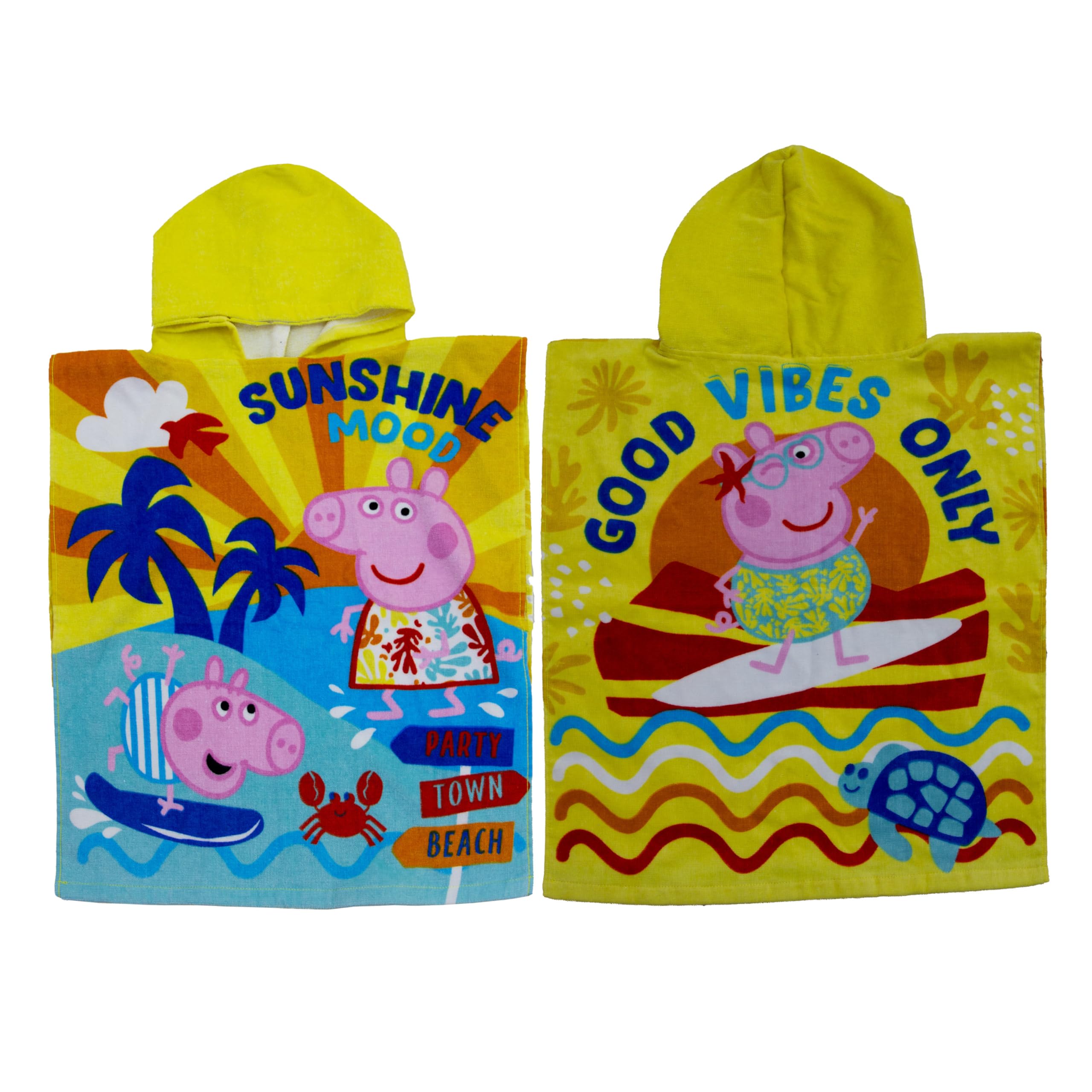 Peppa Pig Multicolour Officially Licensed Hooded Towel Poncho | Super Soft Feel, Ocean Design | Swimming Changing Robe Perfect The Home, Bath & Beach, Ed, 115 X 50 Cm