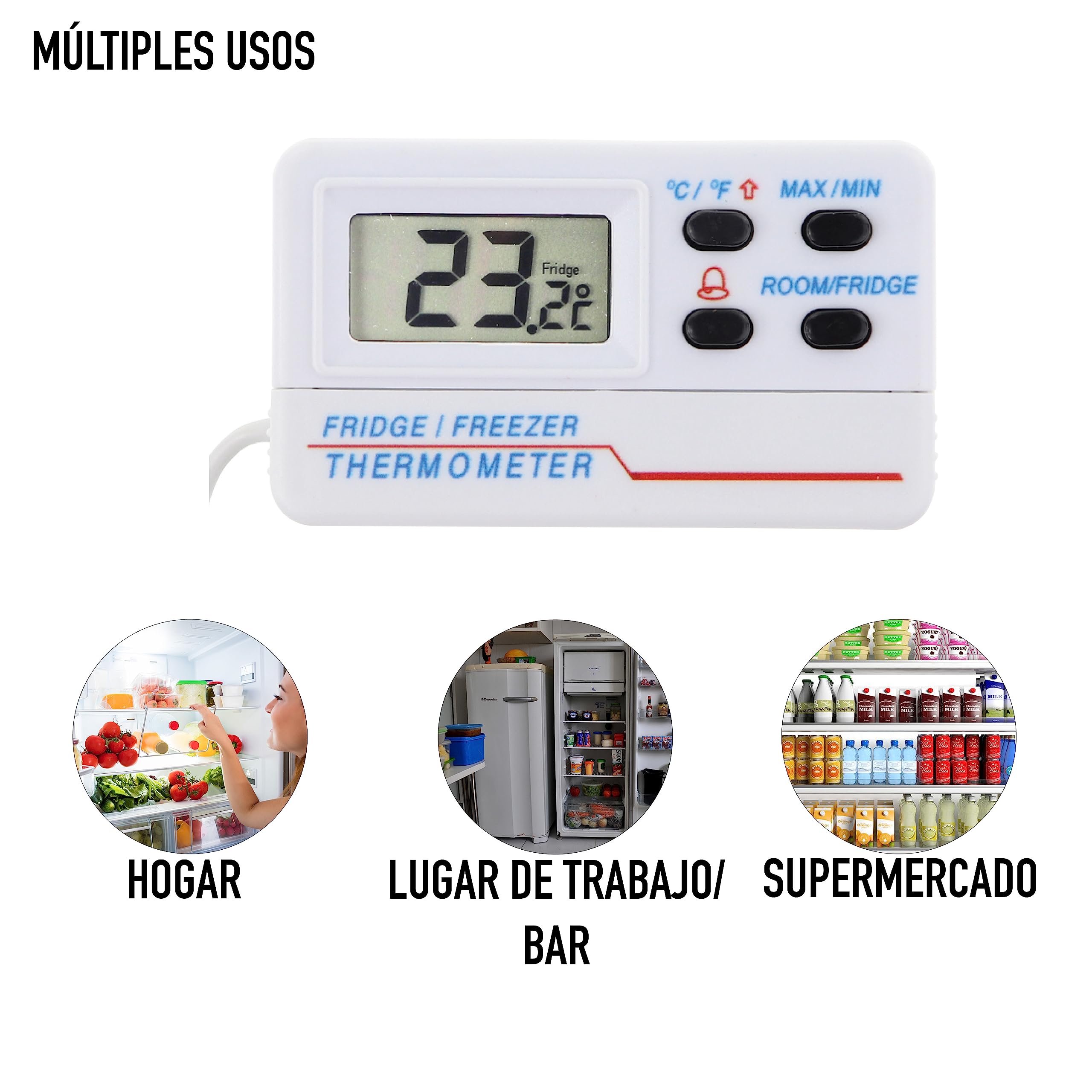 Termómetro digital calibrado para nevera y congelador con certificado de calibración trazable de 2 puntos