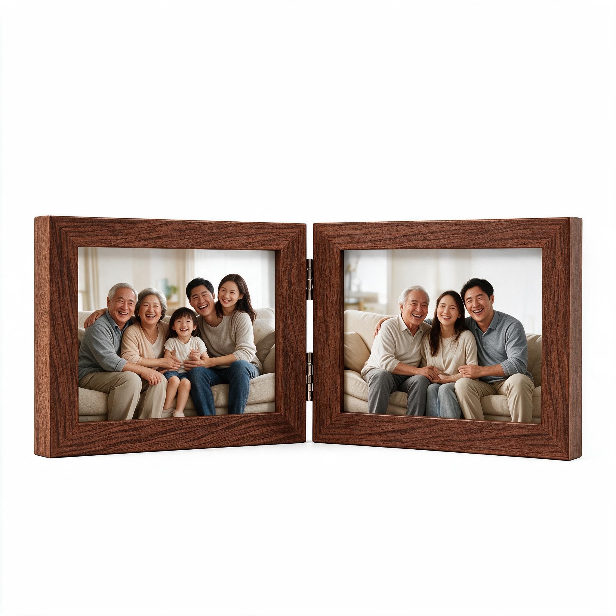 Double Photo Frame, Wooden Photo Double Landscape Picture (4x6inch)