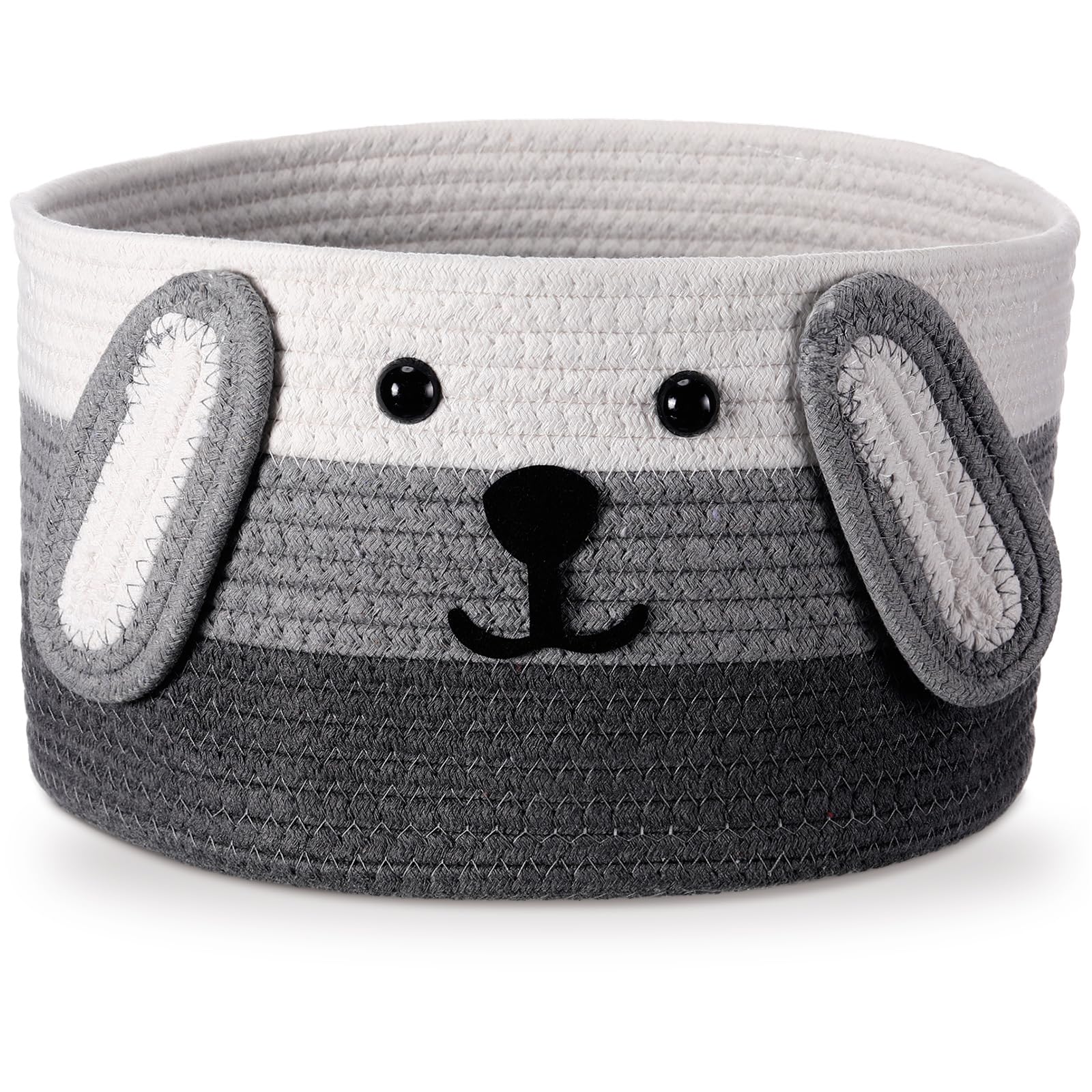 Zopeal Dog Woven Basket, 11.8" D x 6.7" H Cotton Rope Toy Storage Organizer, Dog Mom Gift Empty, Cute Laundry Puppy Gift Animal Basket for Clothes,