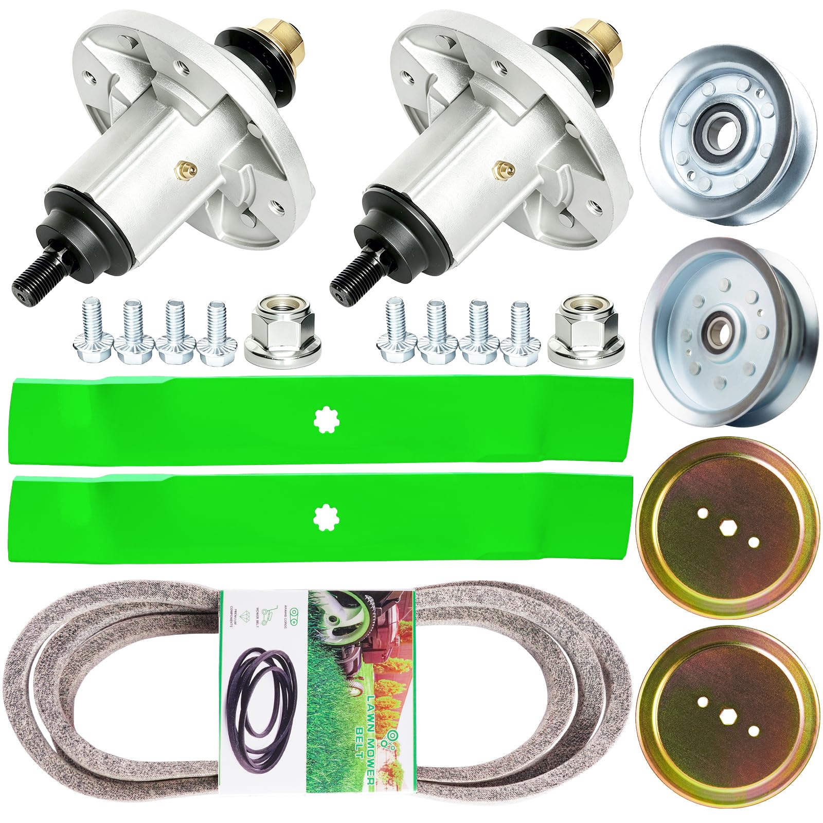 Kit de reconstrucción de cubierta de 42 pulgadas para LA135 102 105 115 125 135 D100 D105 D110 D120 D130 LA100 incluye 2 husillos GY21098 2 AM137328 Blade 1 GY2000 67 1 GY22082 1 GX20367 GX20367 Polea