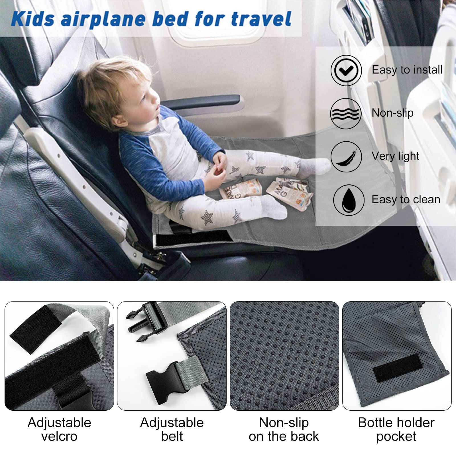 Car Seat Travel Bag For Airplane Omzer Inflatable Toddler Airplane Bed Airplane Seat Extender For Kids With Cup Holder Seat Belt Portable Baby Travel Bed With Travel Bag Hand Pump 866296 Toddler