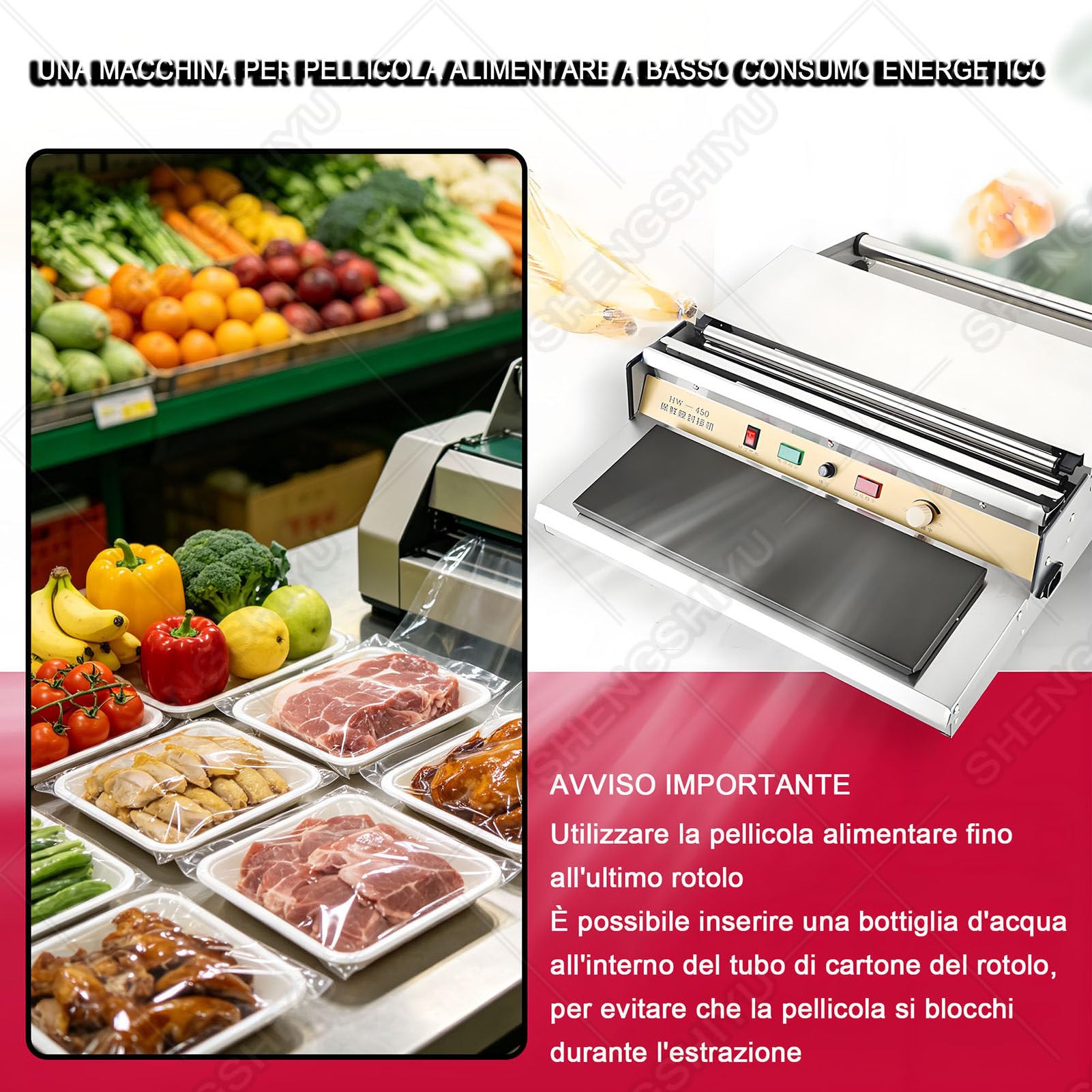 Confezionatrice Commerciale per Film per Alimenti Freschi Da 450 mm